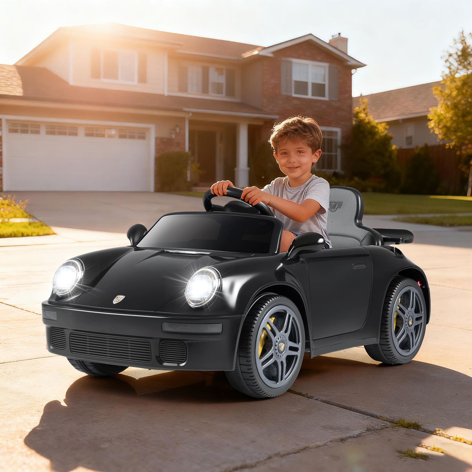 12V Electric Ride On Car Licensed RUF?CTR, Remote Control and Music - Black