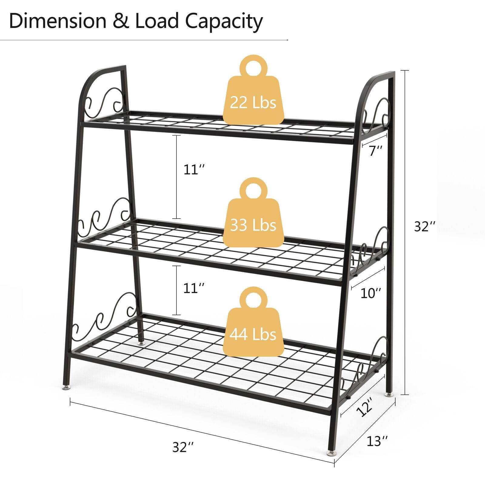 3-Tier Metal Plant Stand Shelf Display Rack, For Plants Shoes Flower Pot