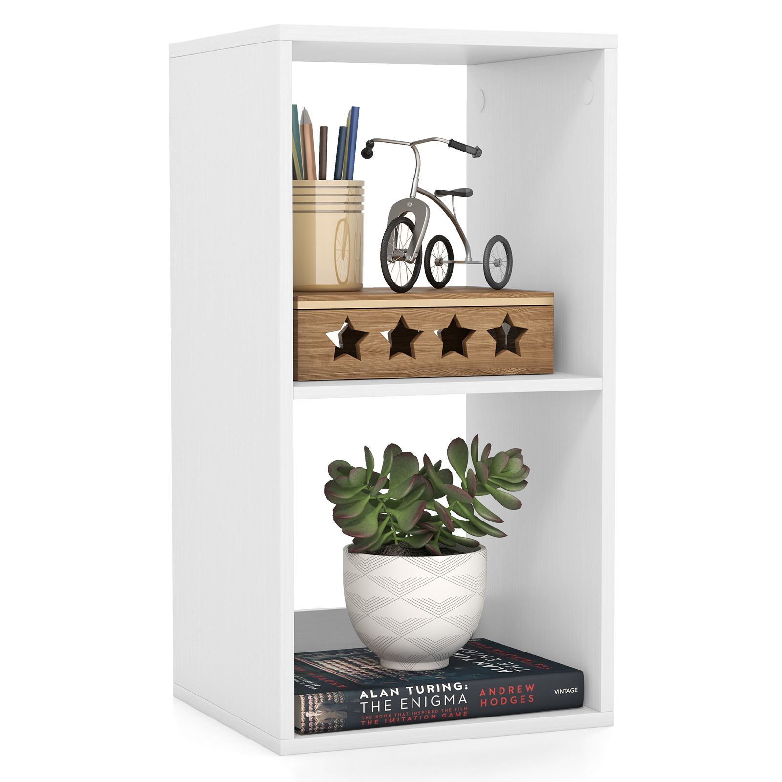 Bibliothèque à 2 cubes, barrière arrière pour salon ou chambre - Blanc
