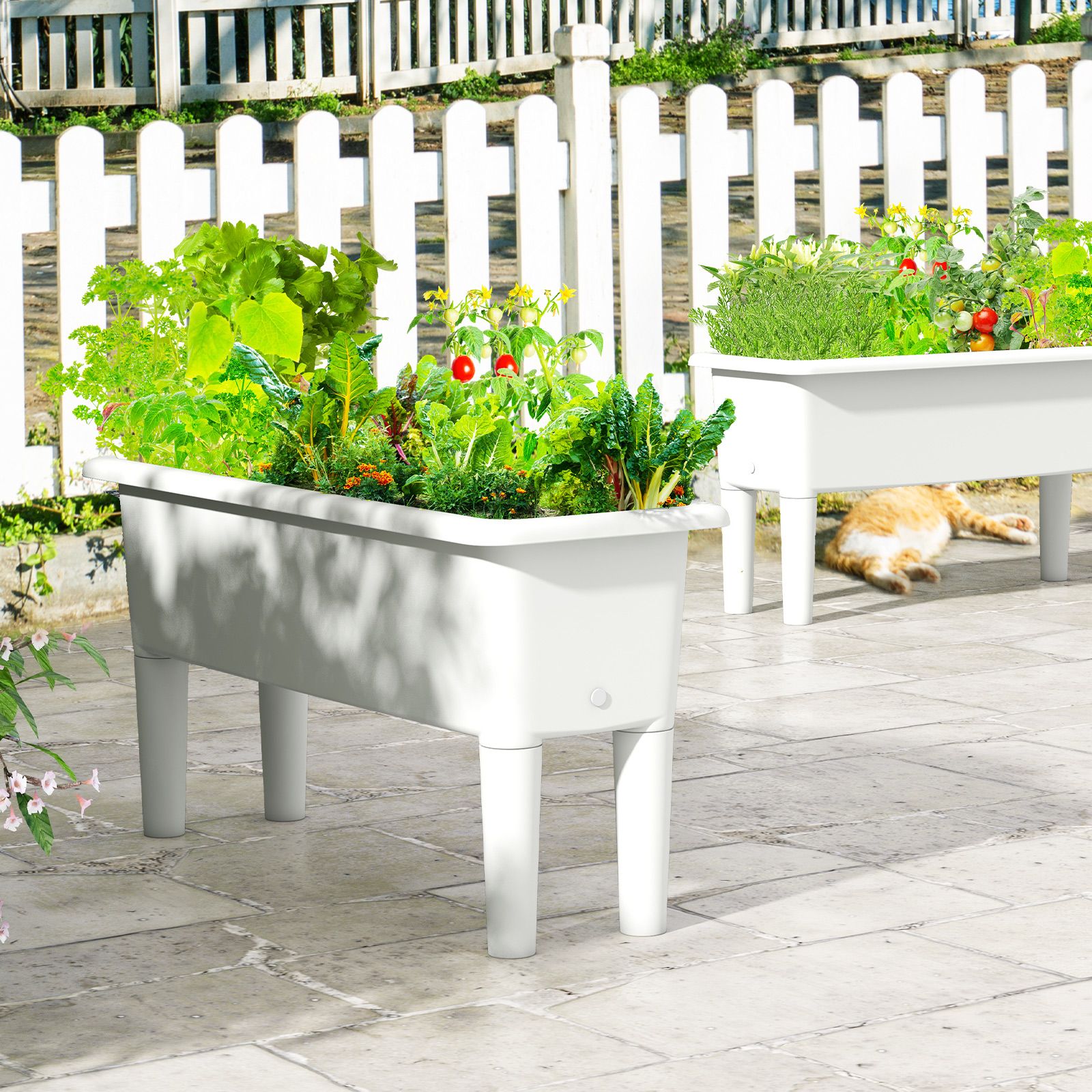 2 bacs de jardinage surélevés, système d'arrosage automatique, pieds amovibles et trou drainage