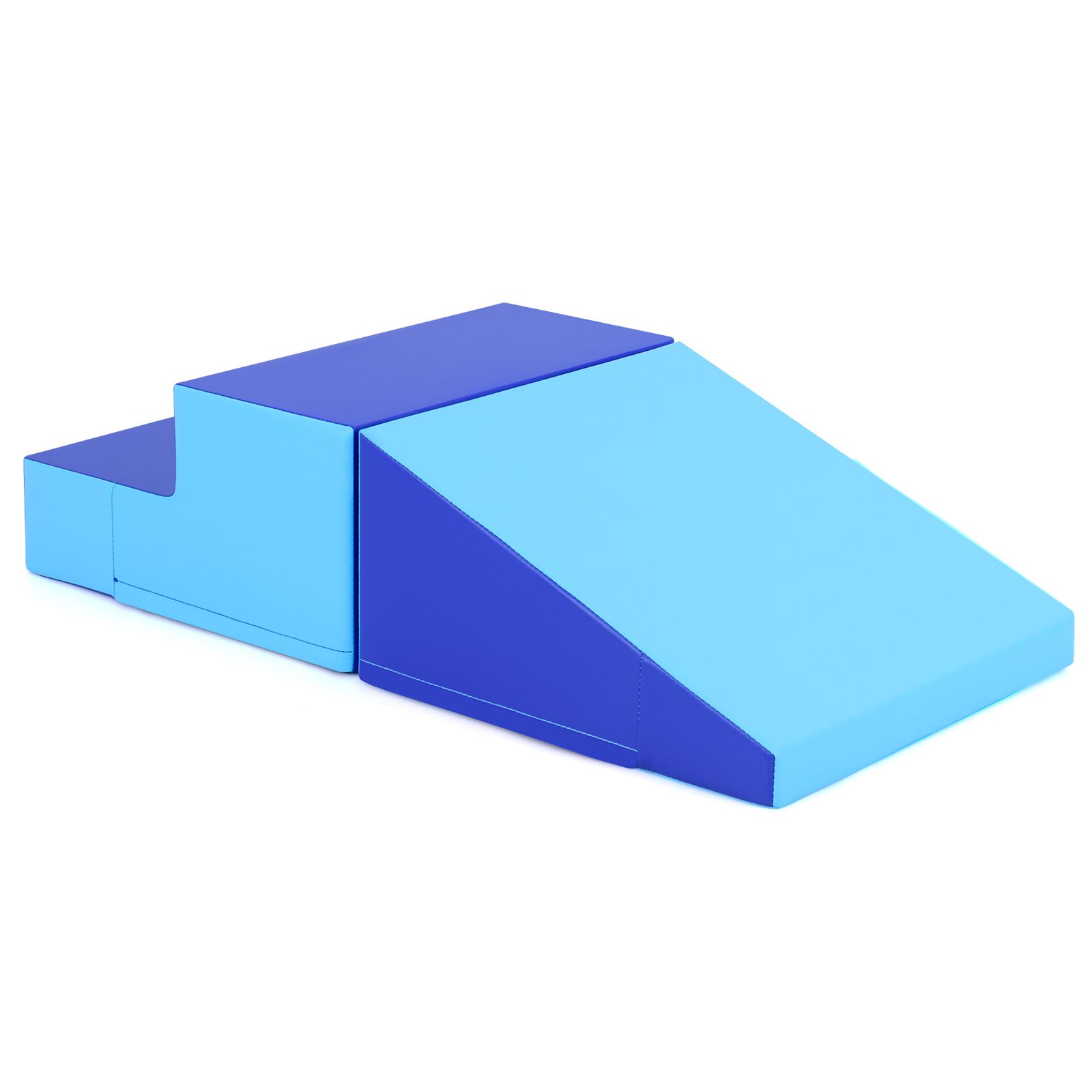 Escalier et toboggan 2 pièces pour bébés et tout-petits, Ensemble de jeu souple, blocs en mousse - Bleu
