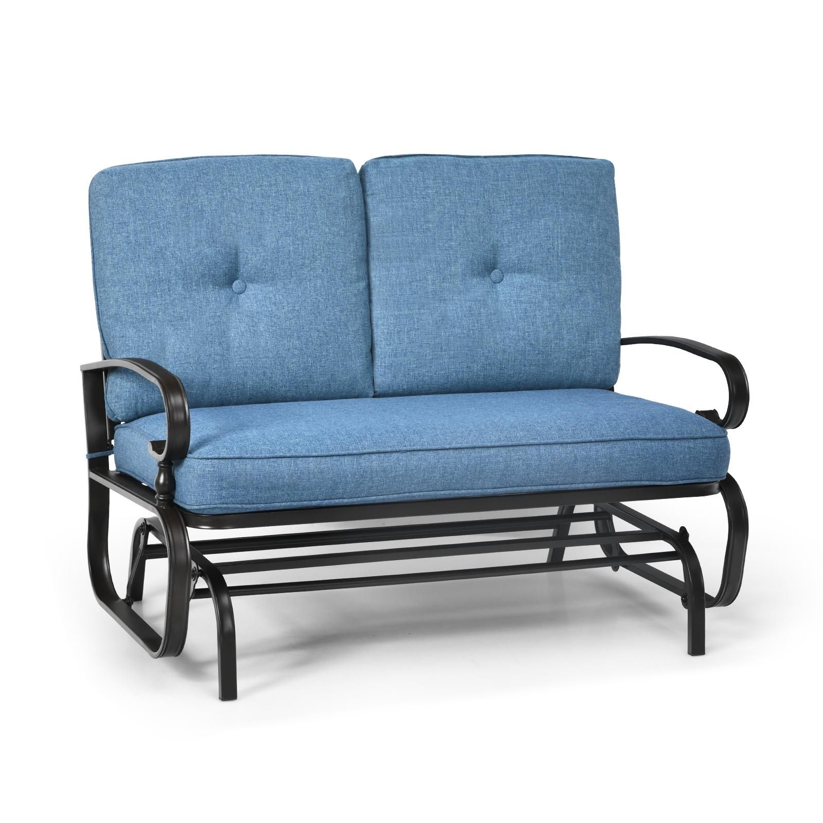 Balançoire d'extérieur à 2 places, coussins confortables - Bleu