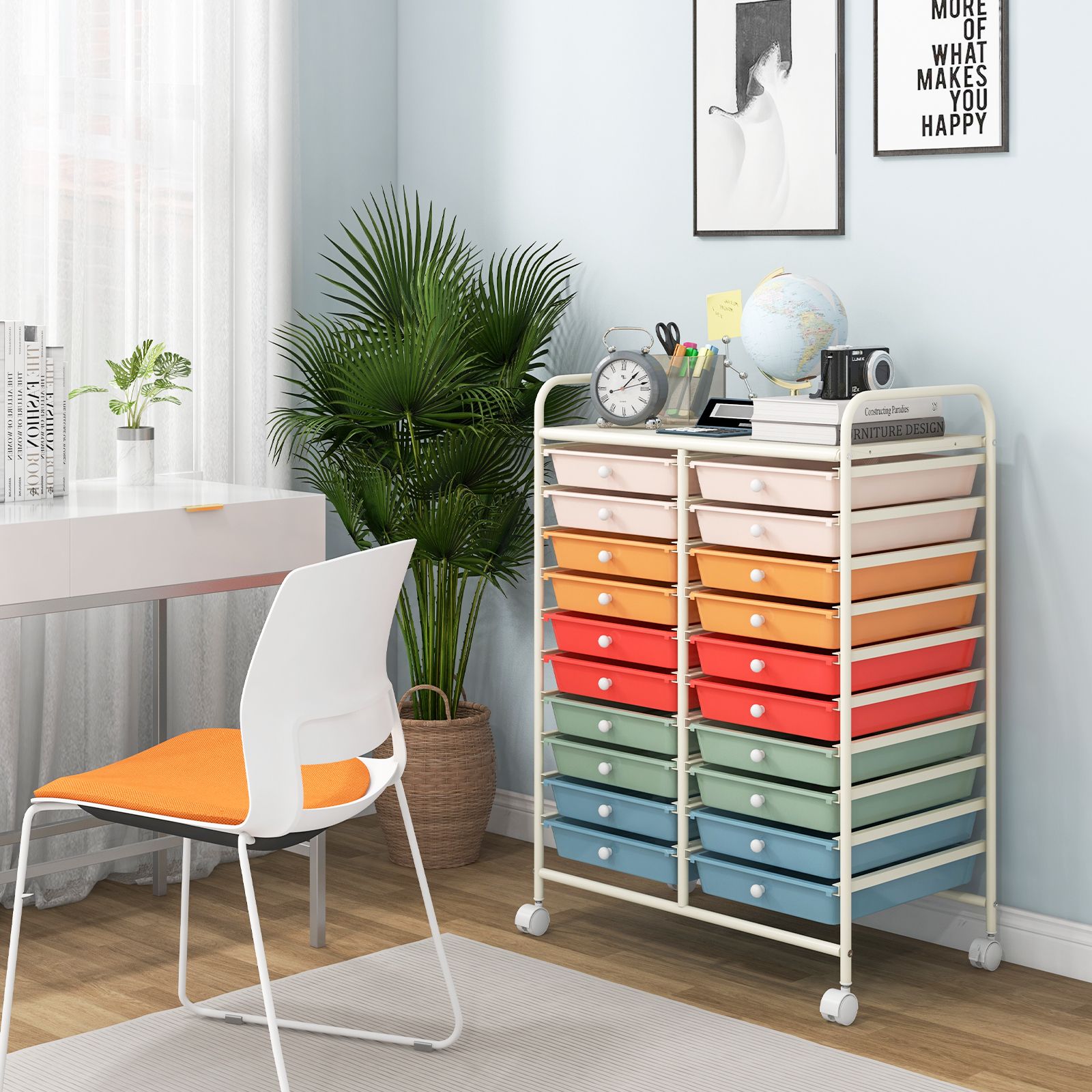 20 Drawers Rolling Storage Cart Studio Organizer
