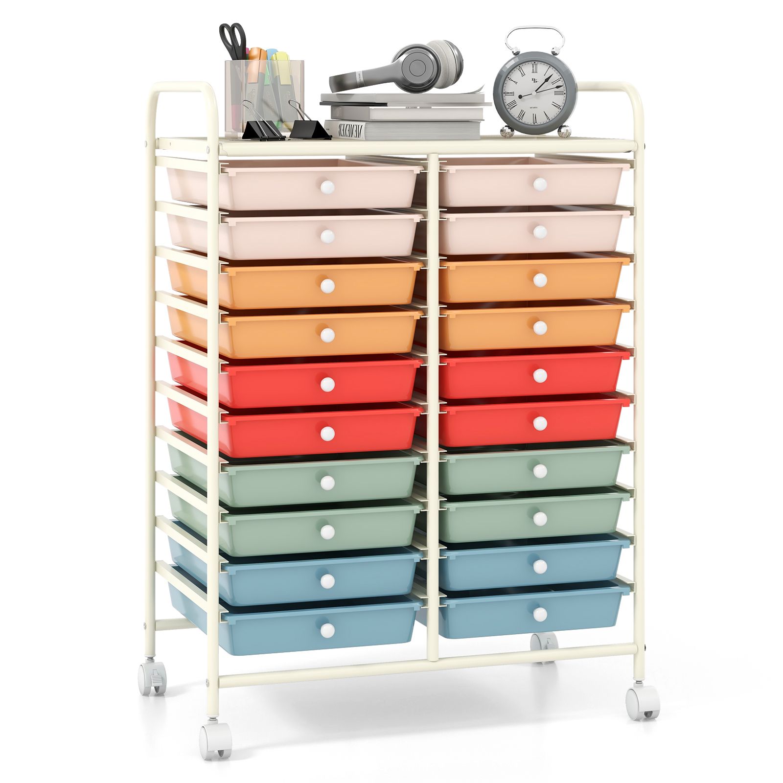 20 Drawers Rolling Storage Cart Studio Organizer