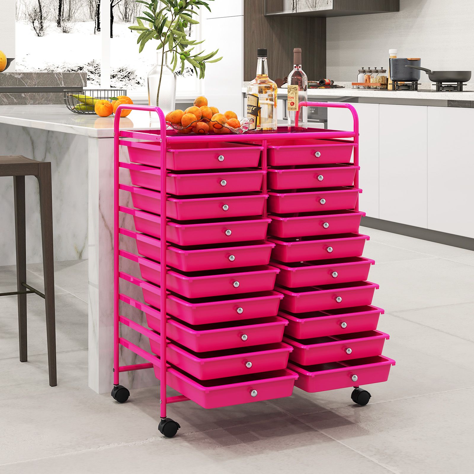Chariot de rangement à roulettes, 20 tiroirs - Organisateur studio