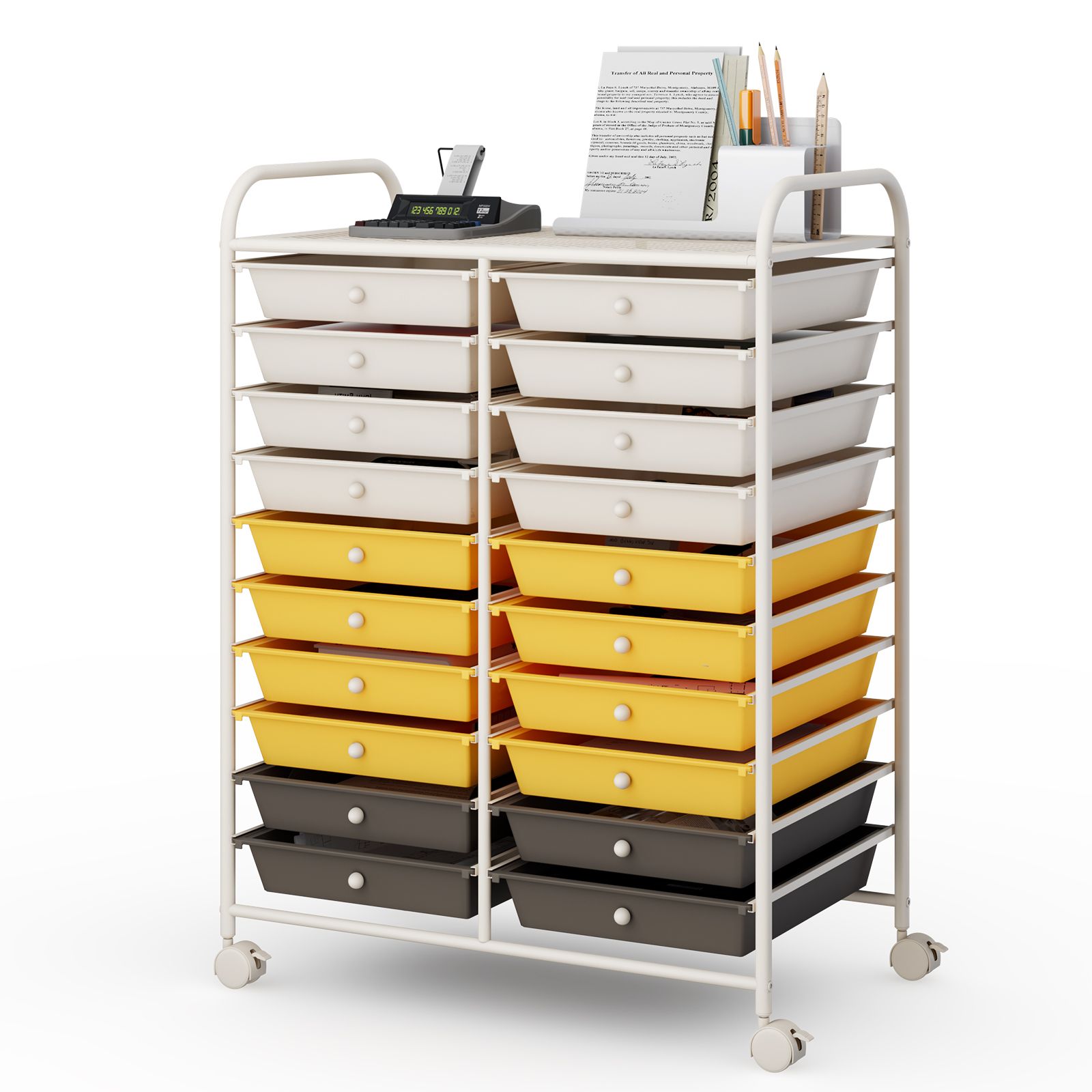 Chariot de rangement à roulettes, 20 tiroirs - Organisateur studio