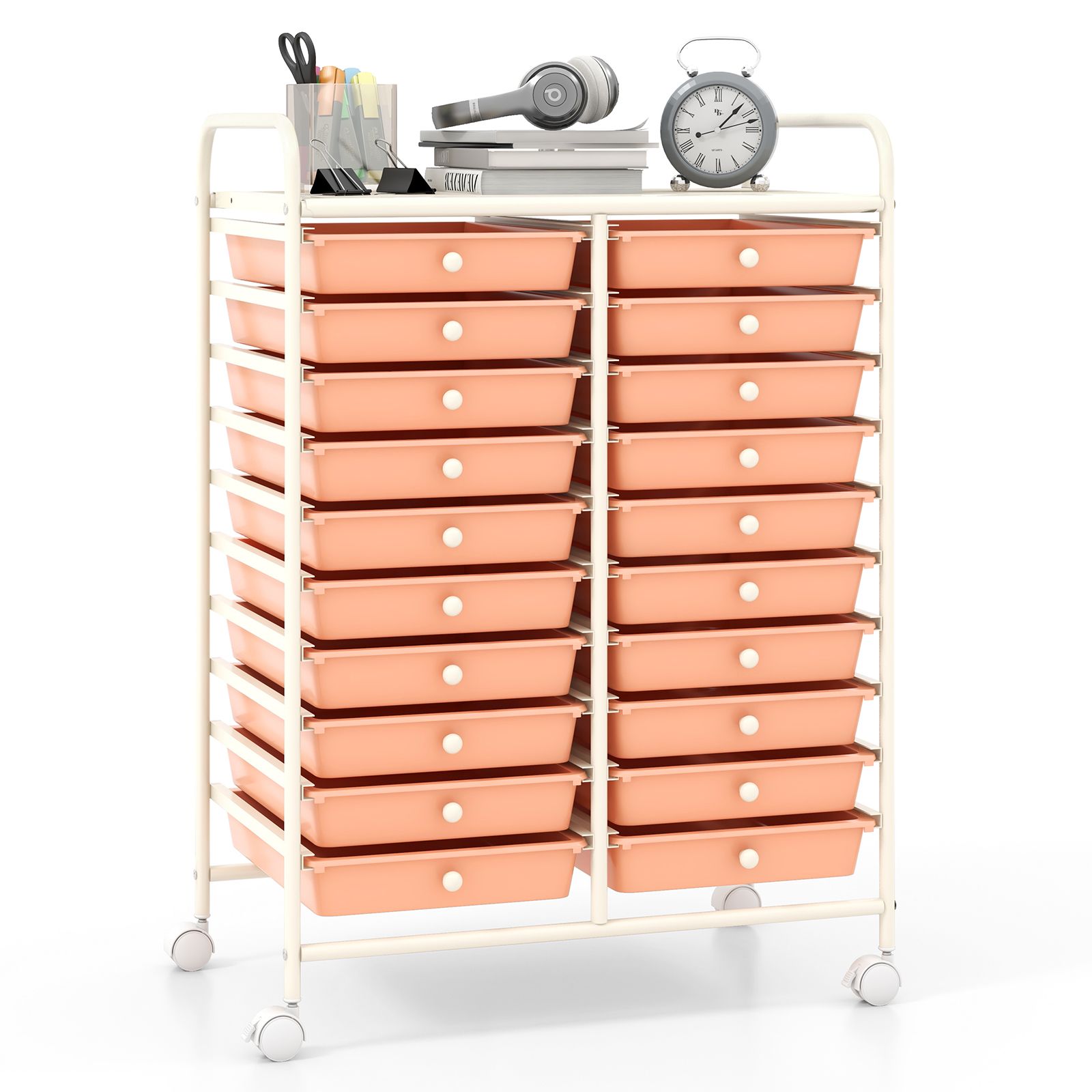 Chariot de rangement à roulettes, 20 tiroirs - Organisateur studio