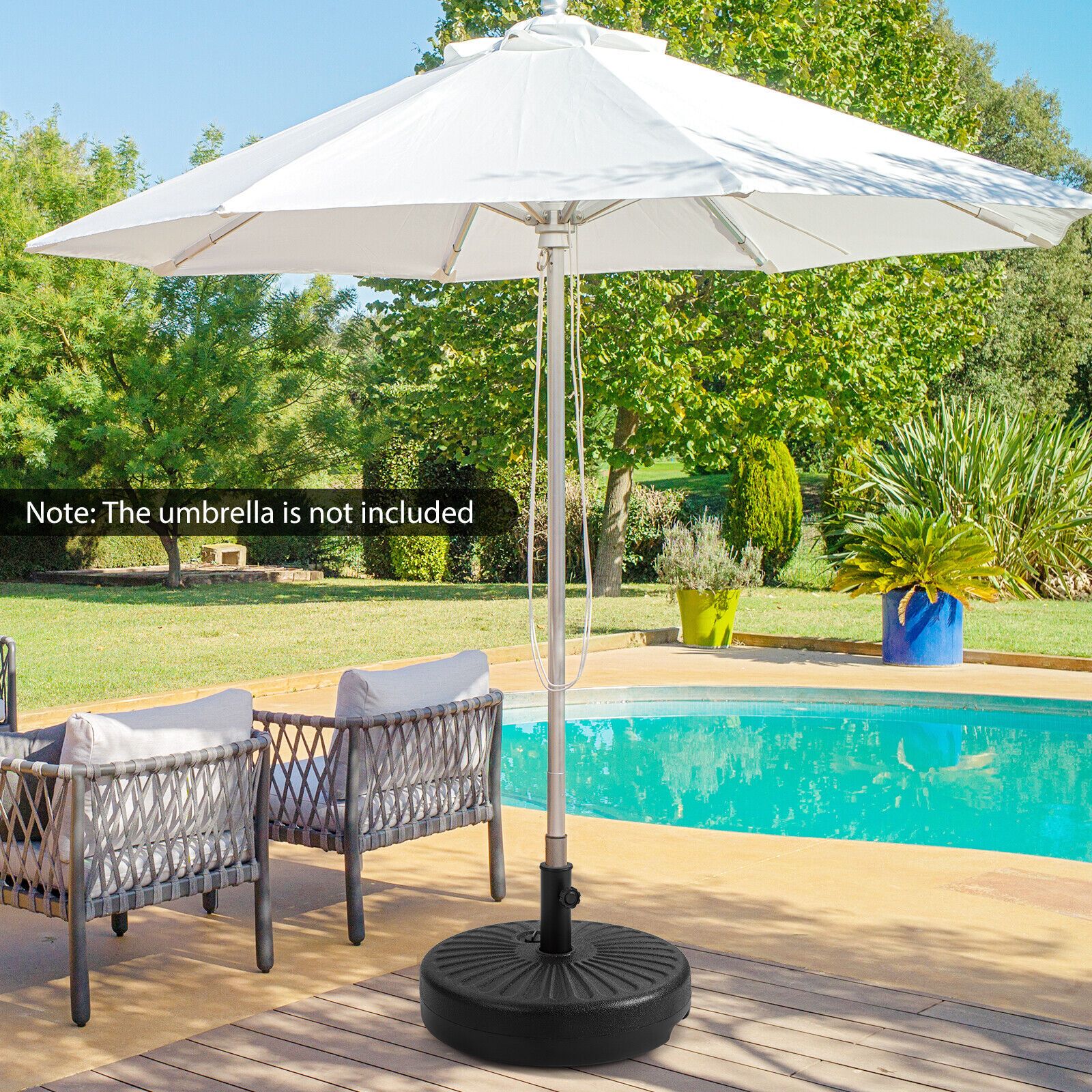 Socle rond pour parasol robuste de 50 cm, à remplir