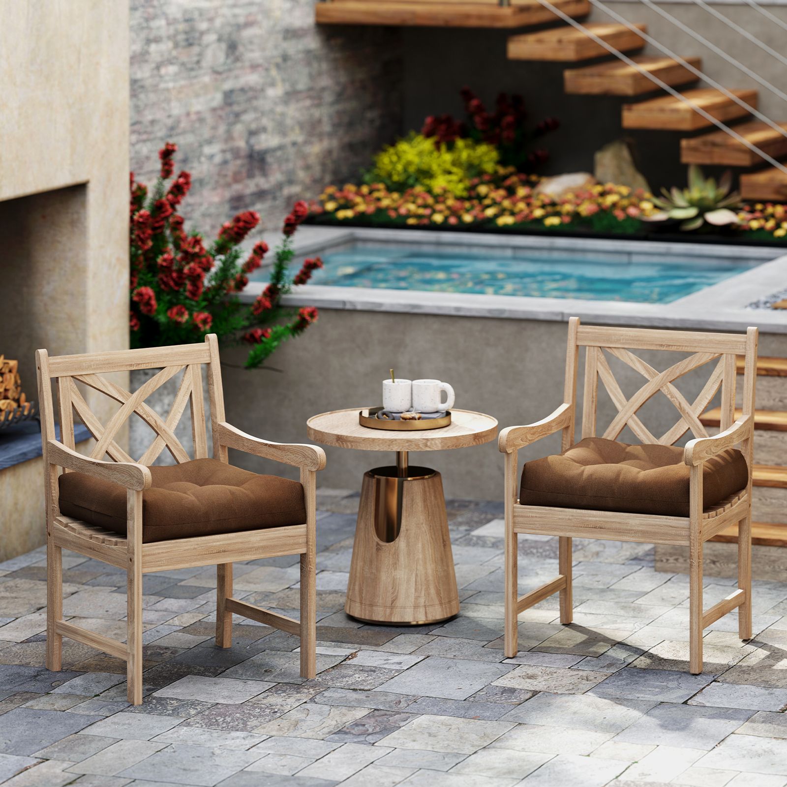 21" x Patio Chair Seat Cushion Pads, For Indoor and Outdoor