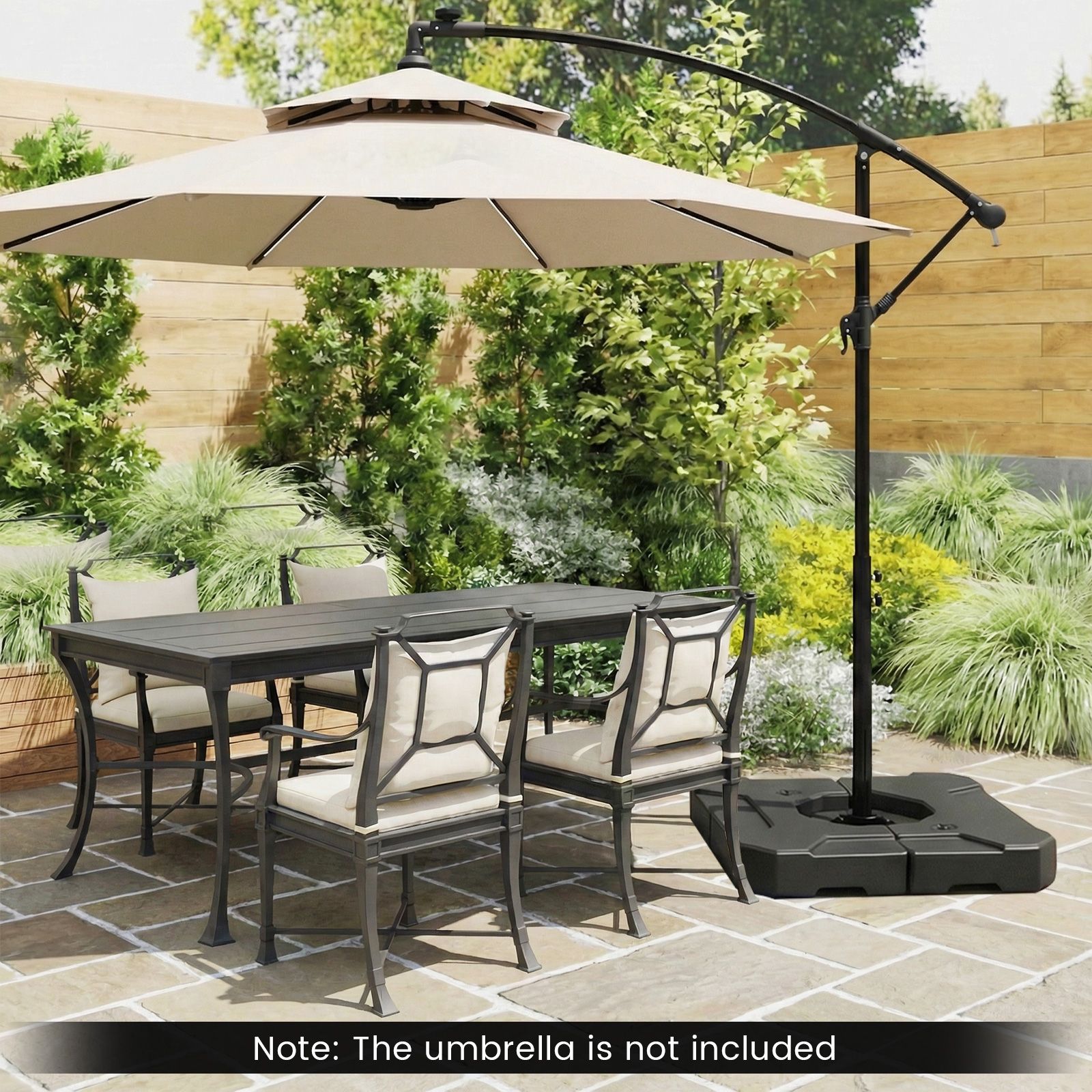 Socle de parasol de terrasse à bras articulé de 124 kg, poignées
