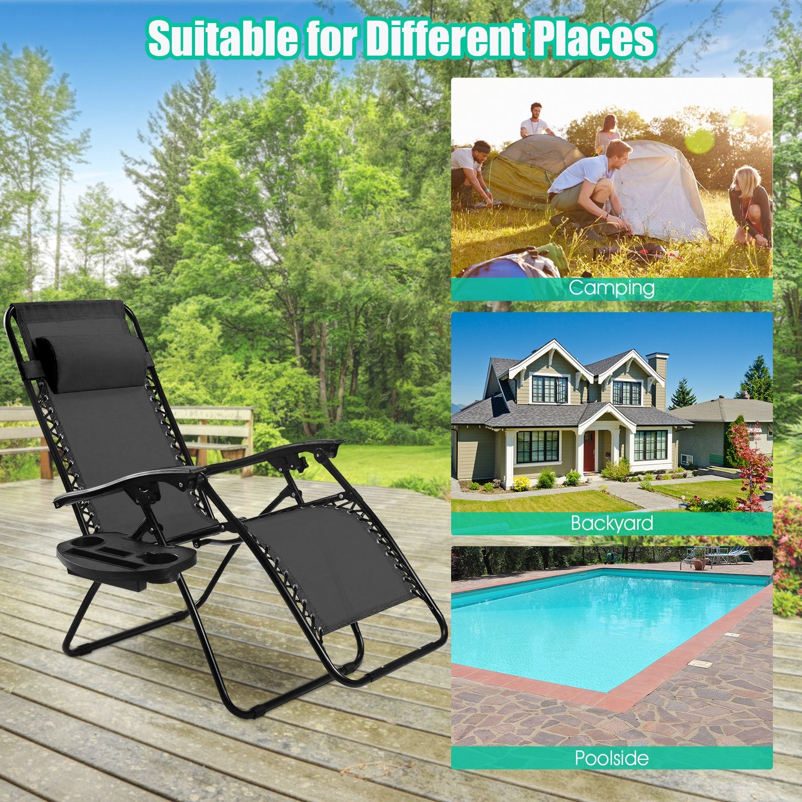 2-Piece Folding Lounge Chair, Zero Gravity