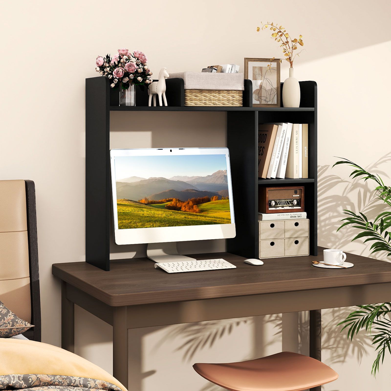 3-Tier Multipurpose Desk Bookshelf, 4 Shelves