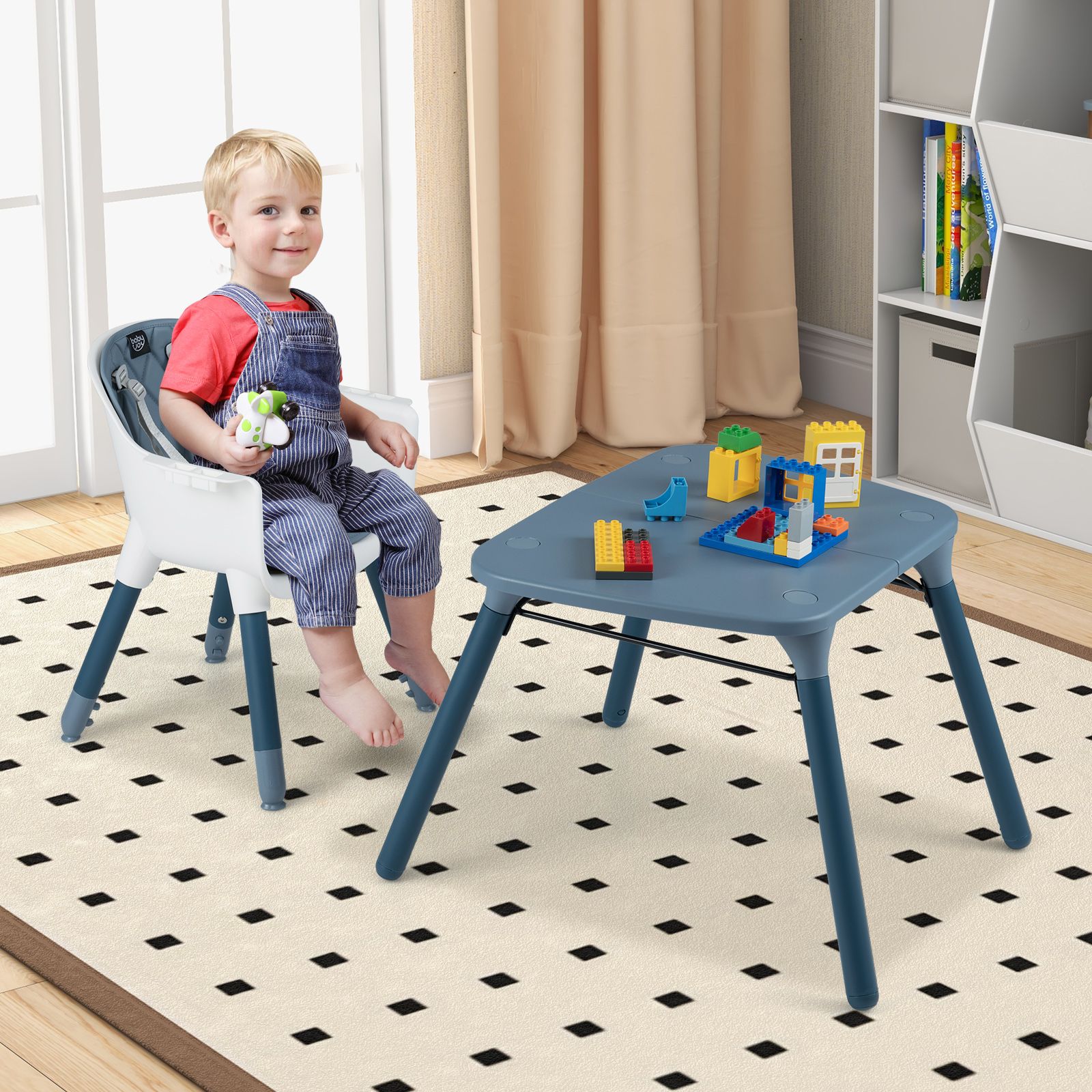 Ensemble table et chaise convertible 4 en 1 pour bébé tout-petit, coussin PU