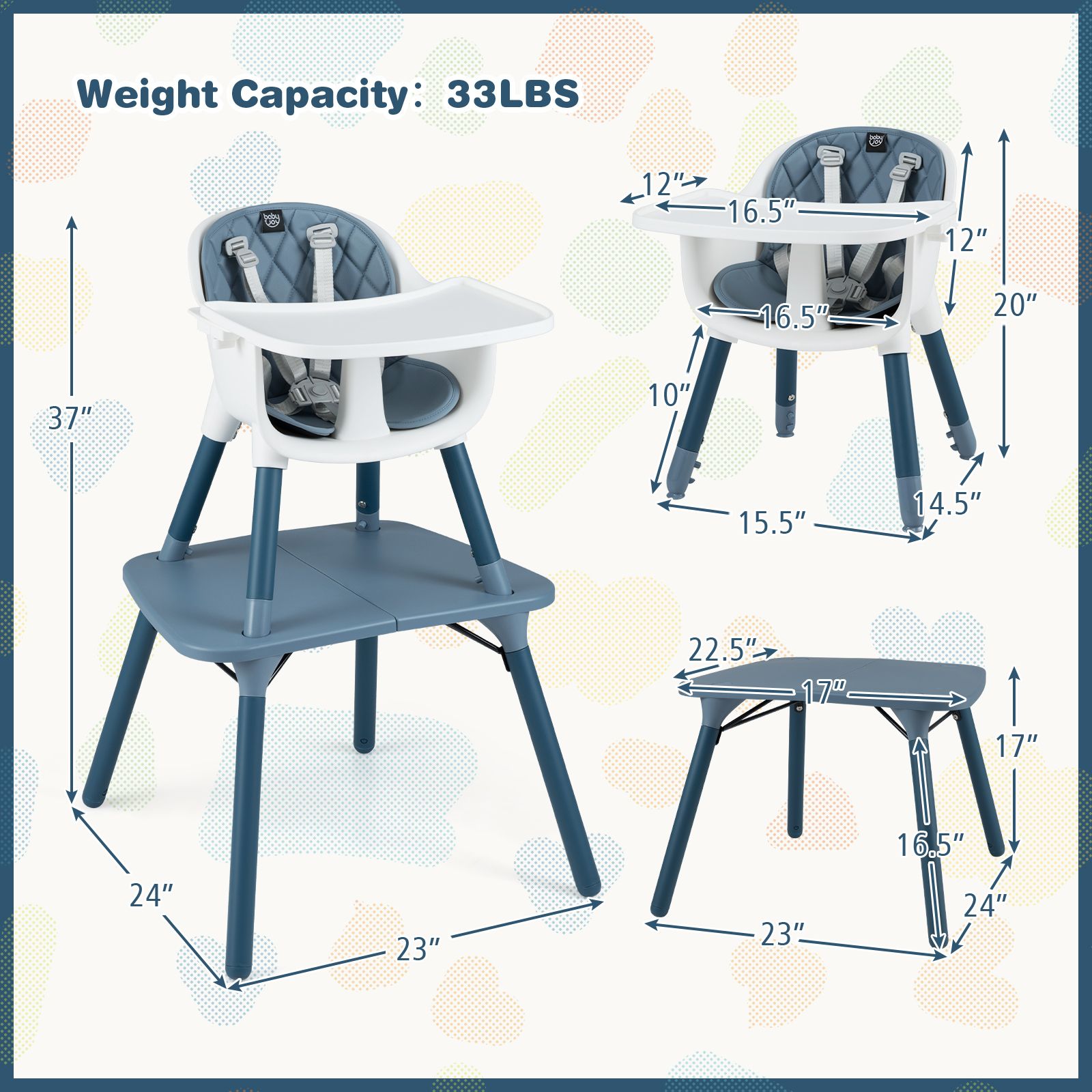 Ensemble table et chaise convertible 4 en 1 pour bébé tout-petit, coussin PU