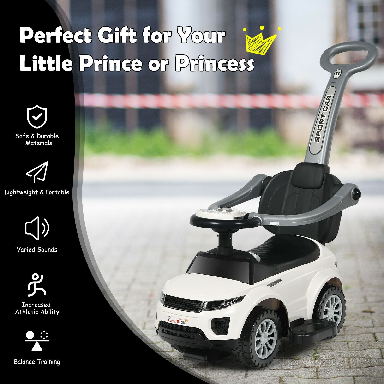 3 in 1 Ride on Push Car Toddler Stroller Sliding Car, Music