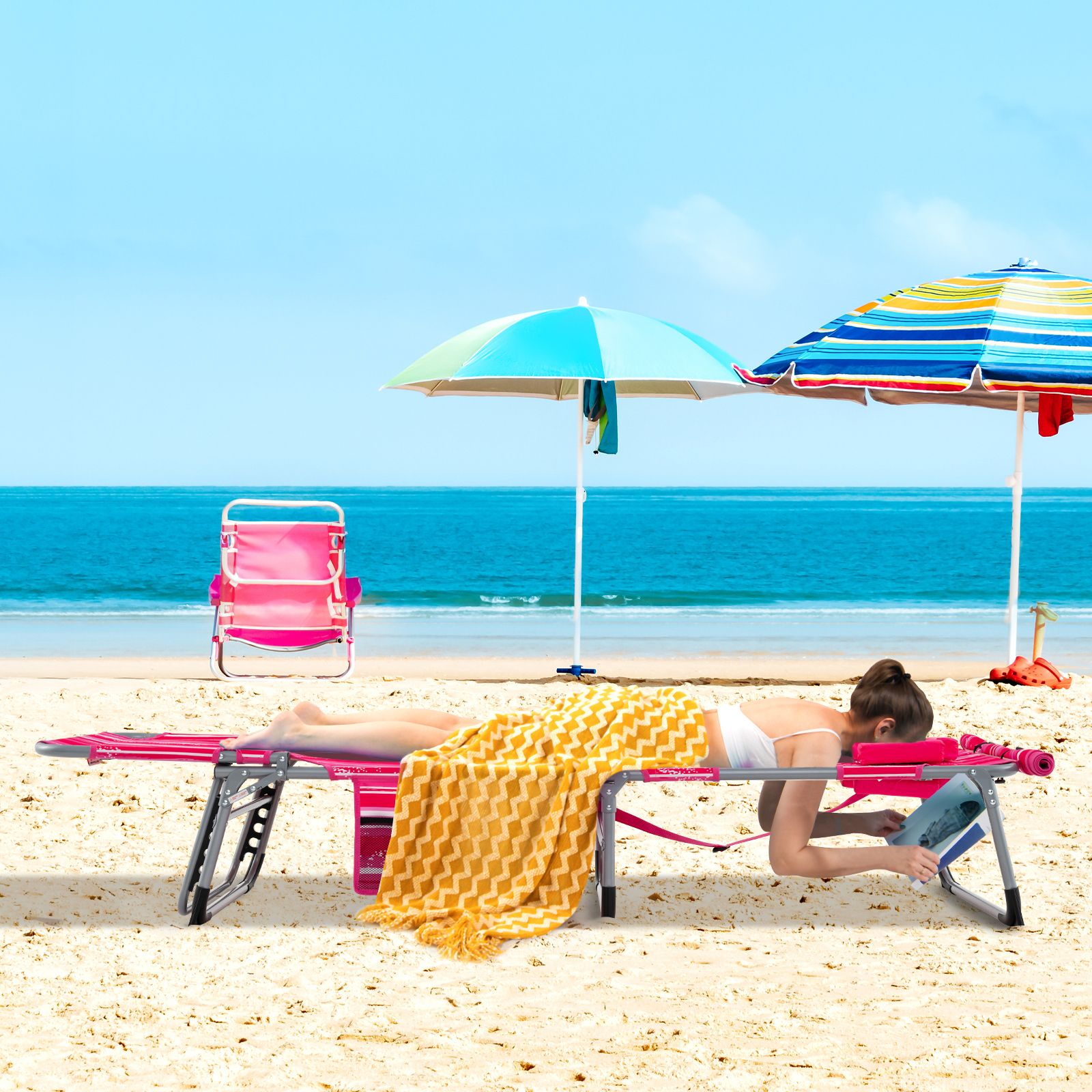 5-position Outdoor Folding Chaise Lounge Chair