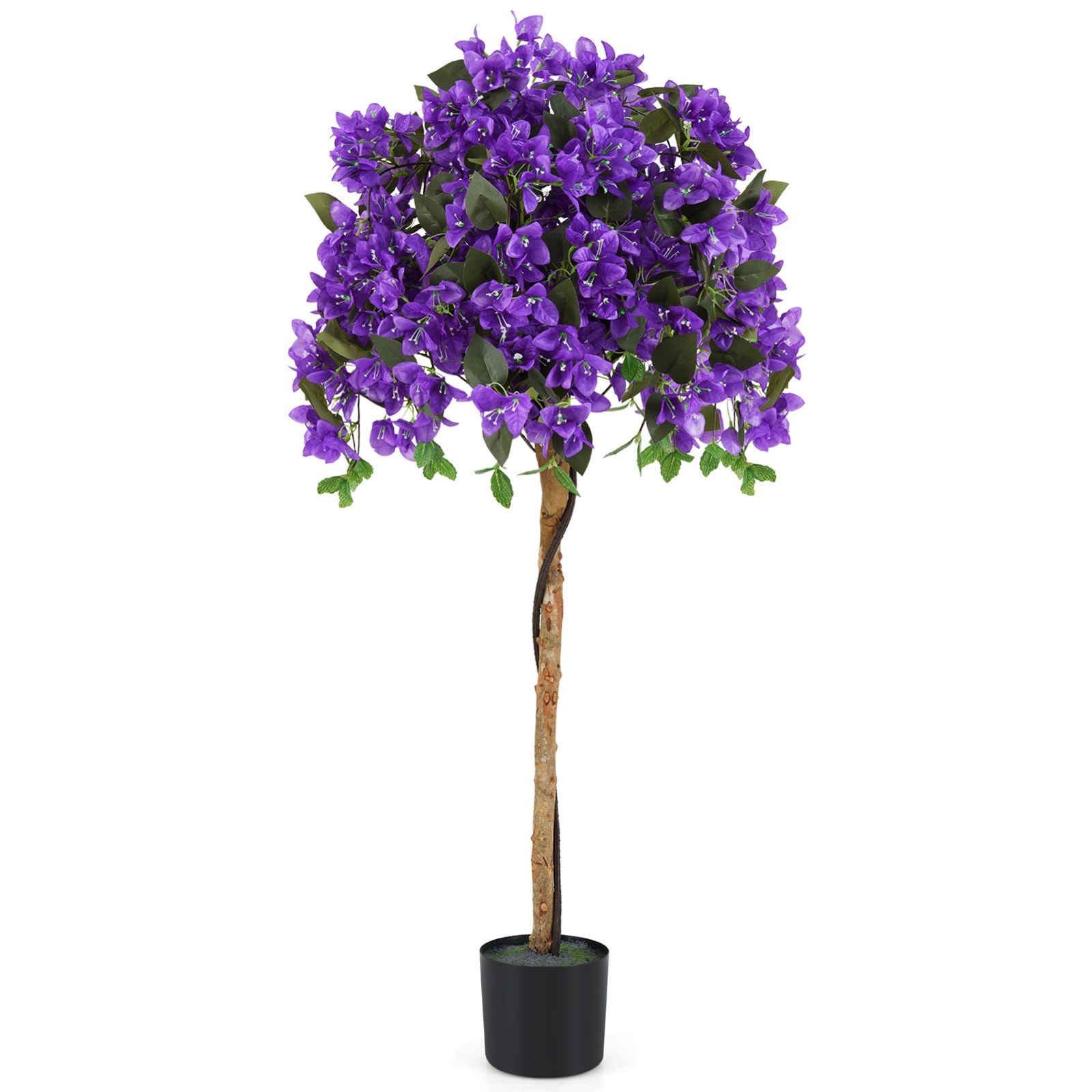 4.5 Feet Artificial Azalea Tree, Cement Pot - Purple