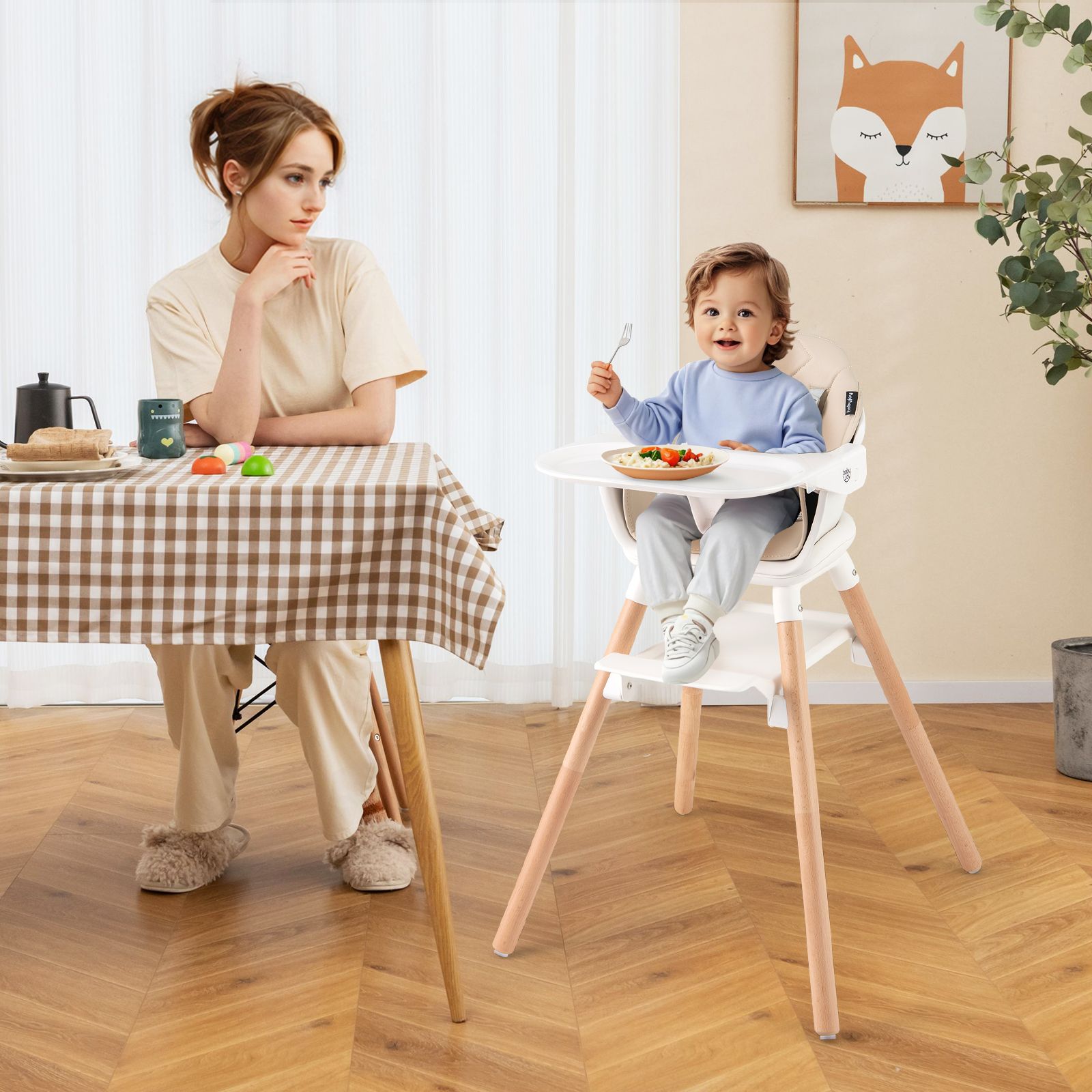6 1 Convertible Highchair, Safety Harness and Removable Tray