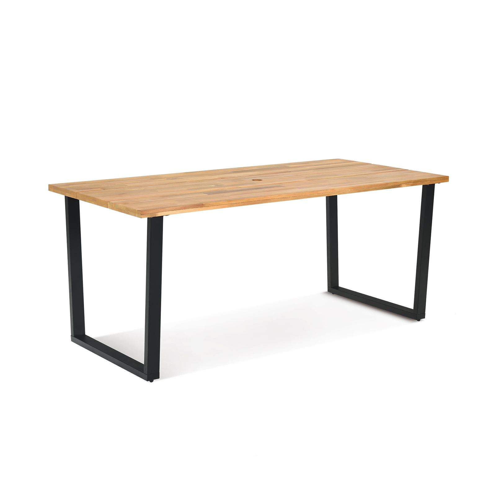 6-Person Acacia Wood Outdoor Dining Table, 2" Umbrella Hole