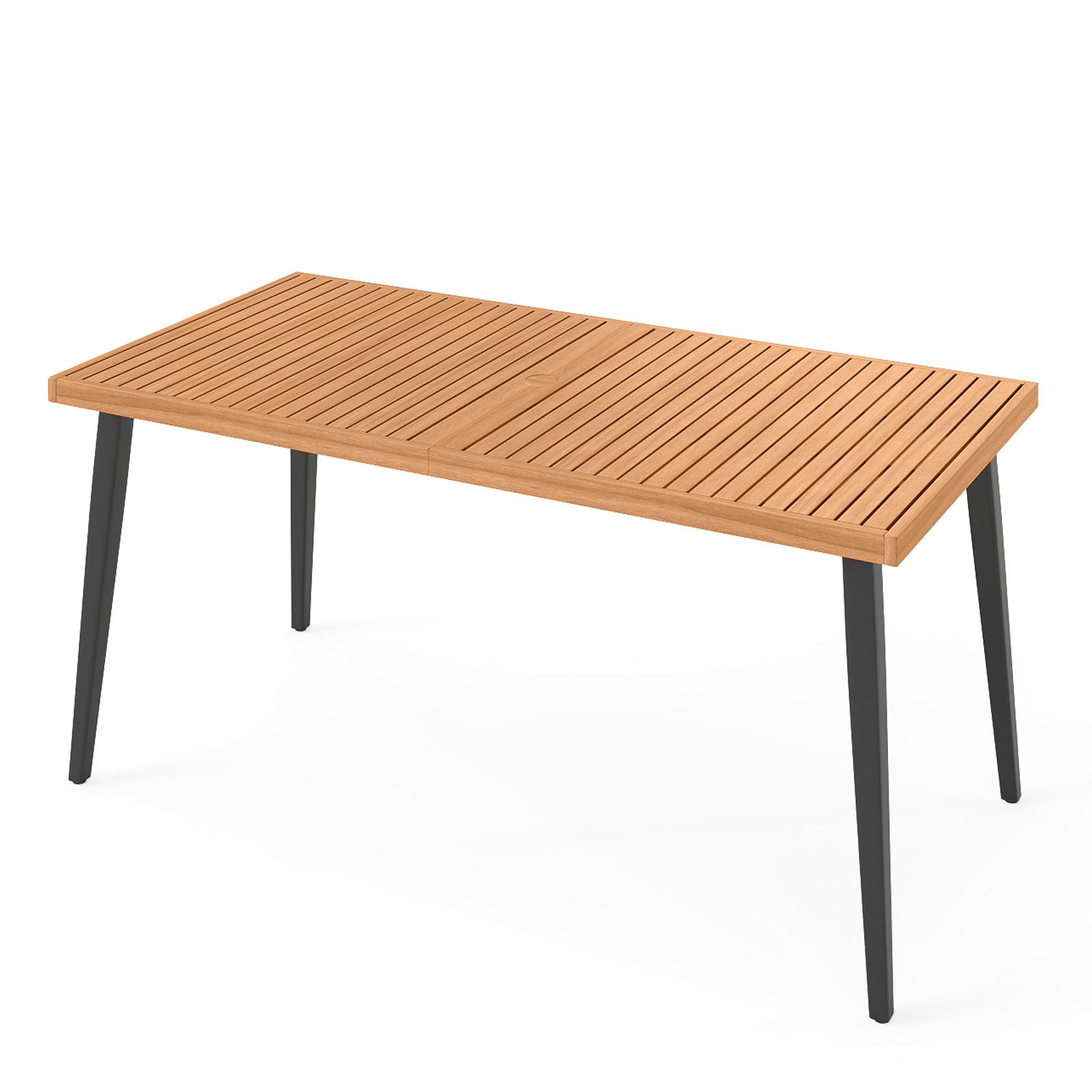 63" Outdoor Indoor Dining Table, 1.97" Umbrella Hole and Metal Legs