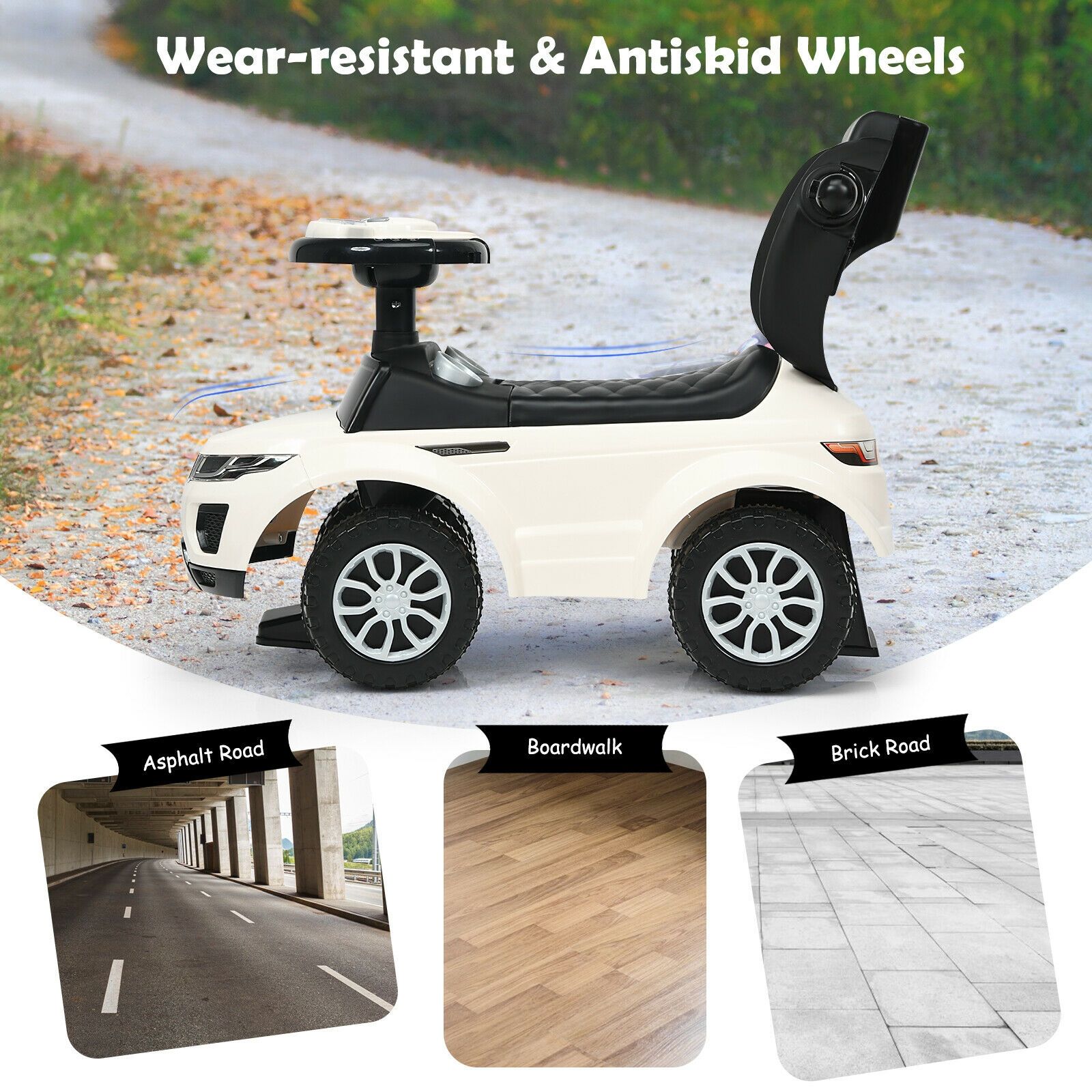 3 in 1 Ride on Push Car Toddler Stroller Sliding Car, Music