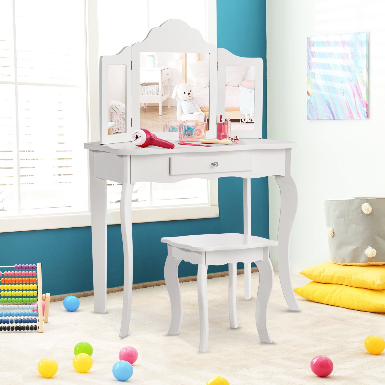 Mini Vanity Table and Stool Set