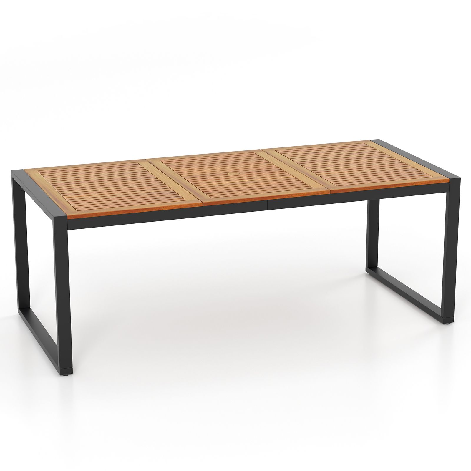 79" Acacia Wood Patio Table, 1.9" Umbrella Hole for Garden and Poolside