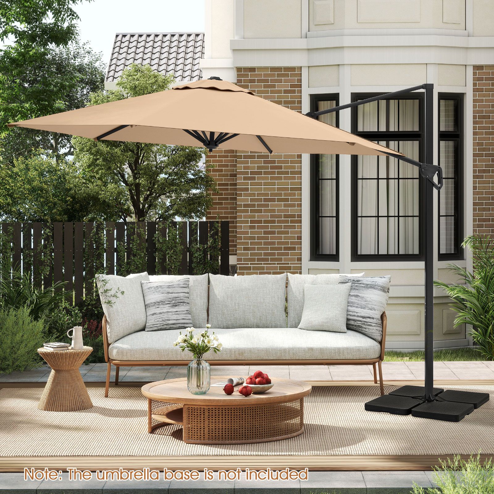 9 ft Cantilever Patio Umbrella, Vented Top and Sun-Protective Canopy