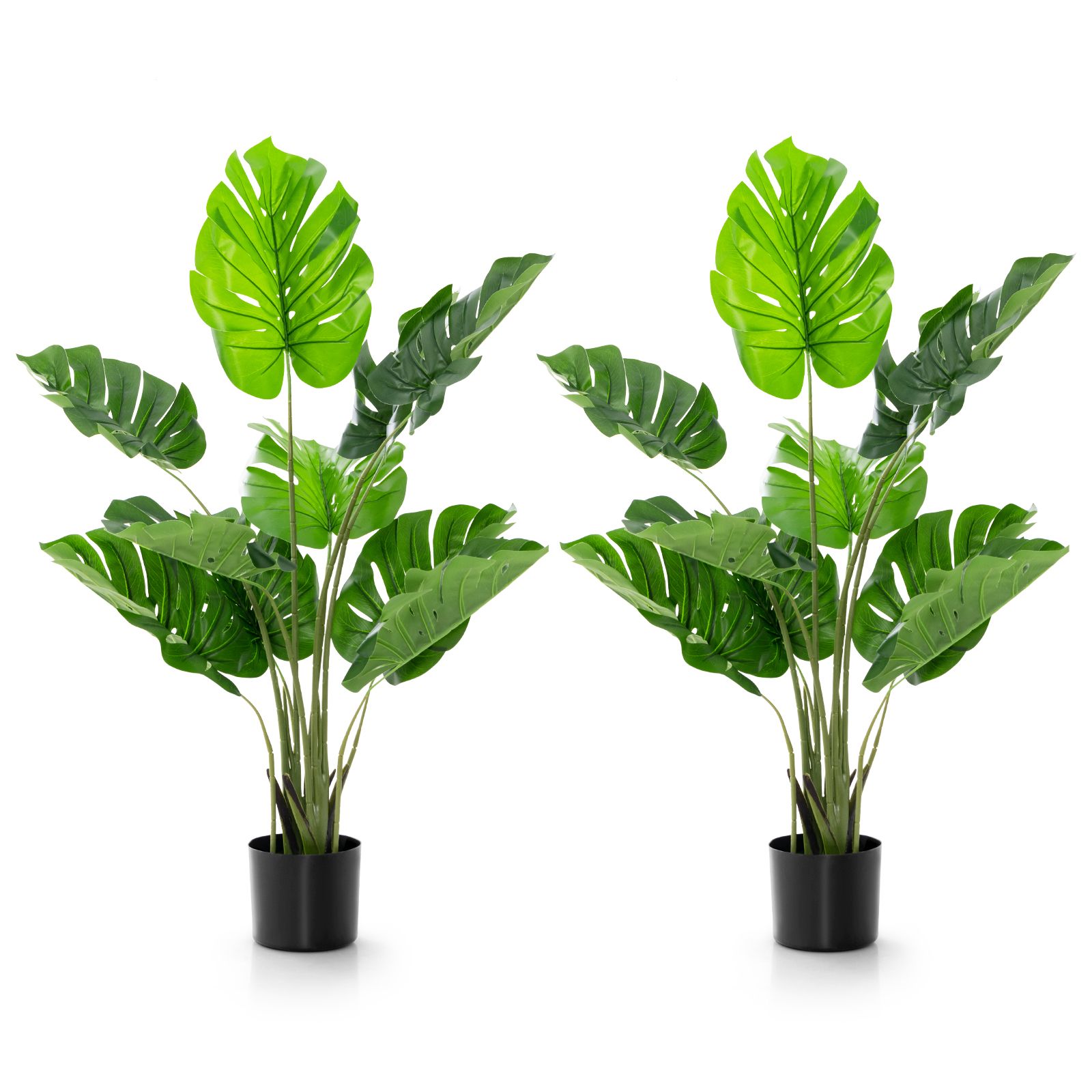 2 Pack Artificial Monstera Deliciosa Tree, 10 Leaves of Different Sizes