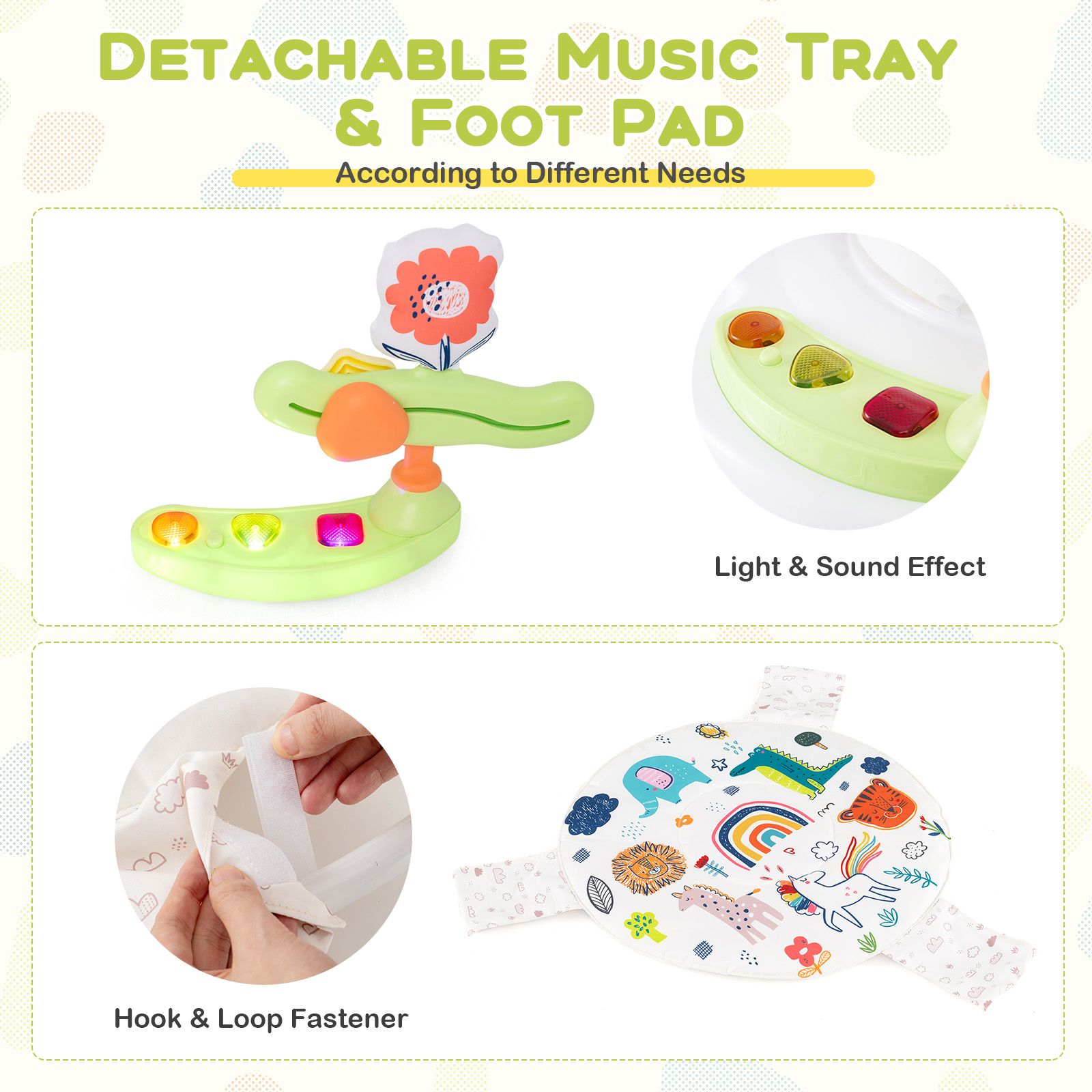 Baby Activity Center Height Adjustable Bouncing Saucer, Interactive Toys