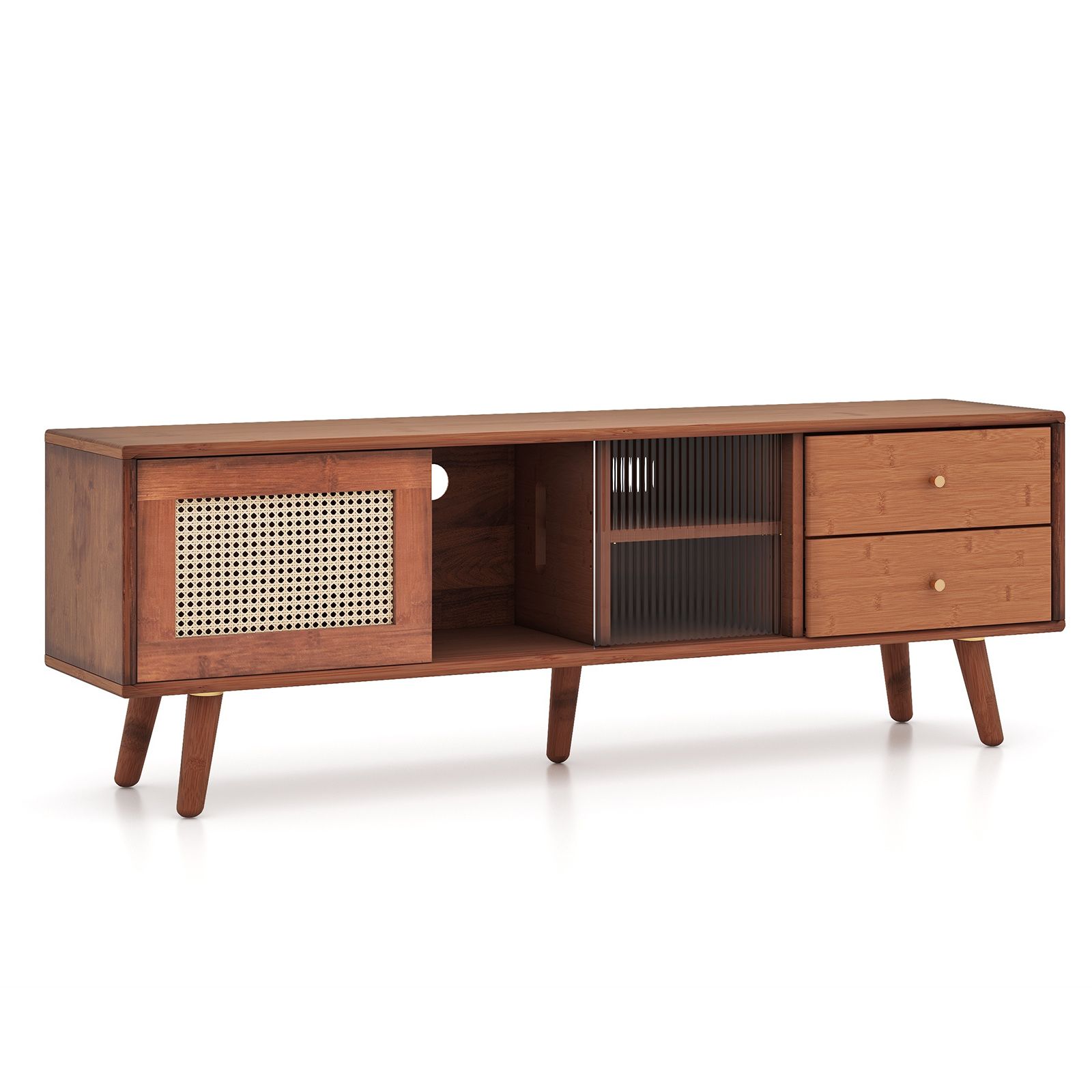 Bamboo TV Stand, For TV up to 65" - Brown
