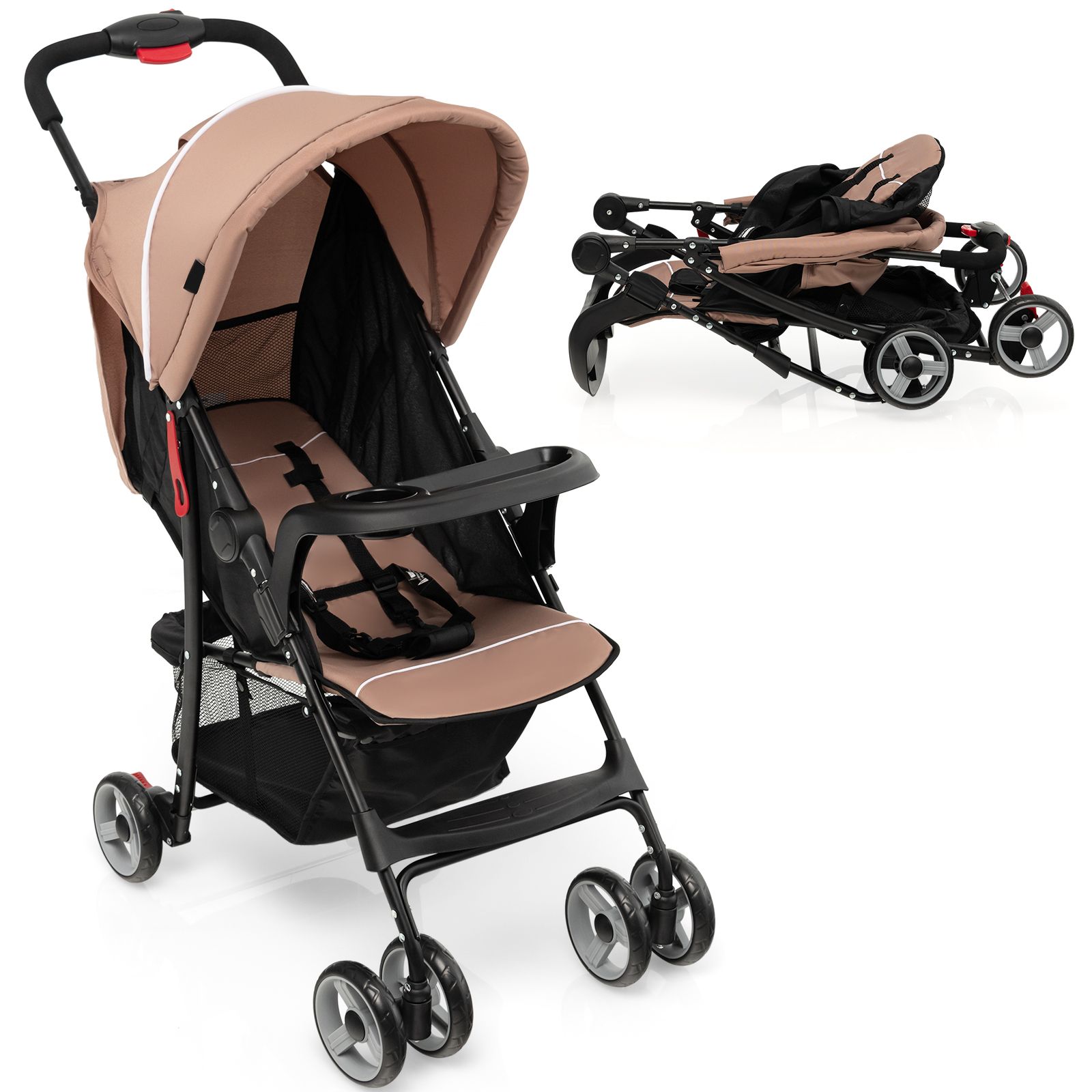 Toddler Travel Stroller for Airplane, Canopy and Adjustable Backrest