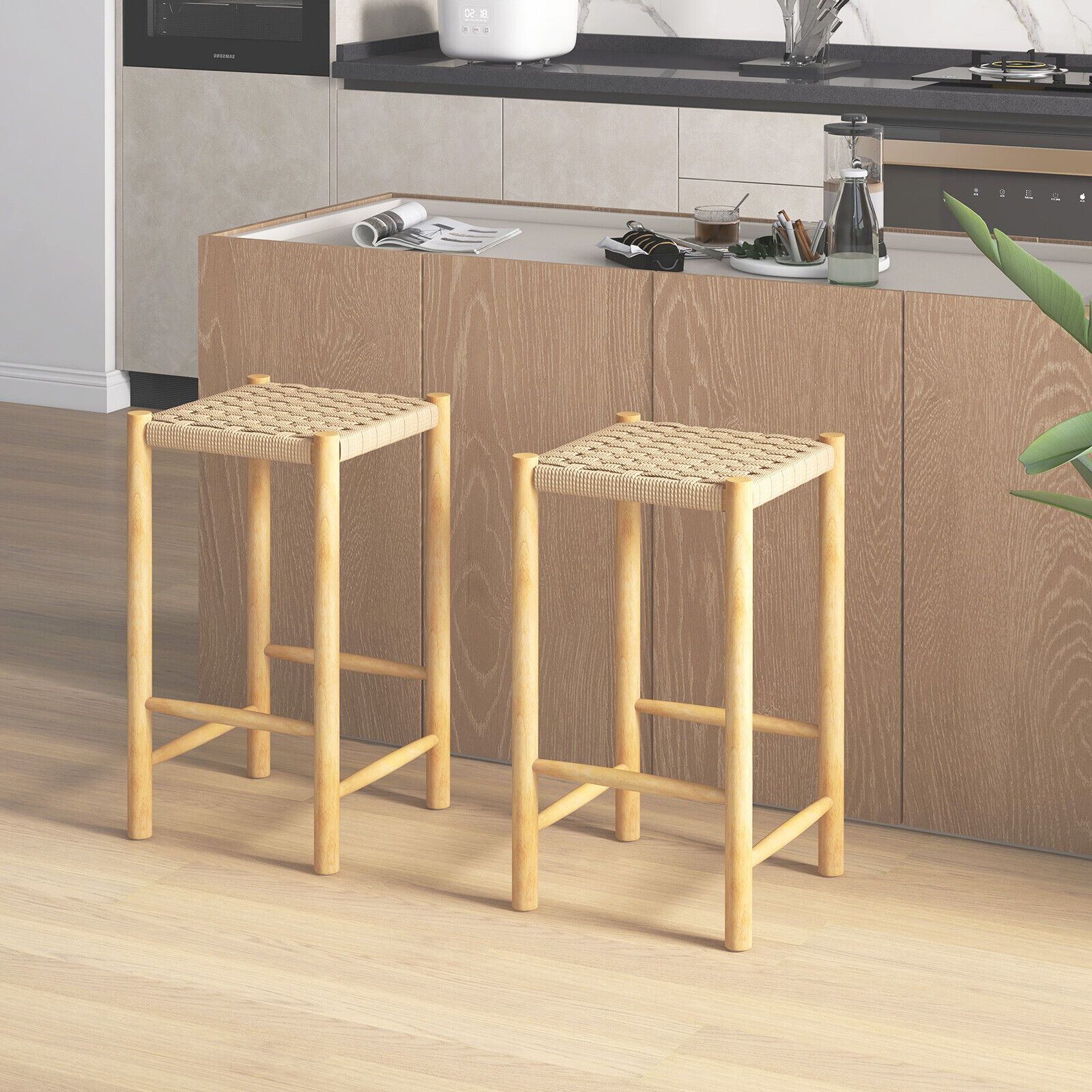 26" Dining Bar Stool Set of 2 - Natural