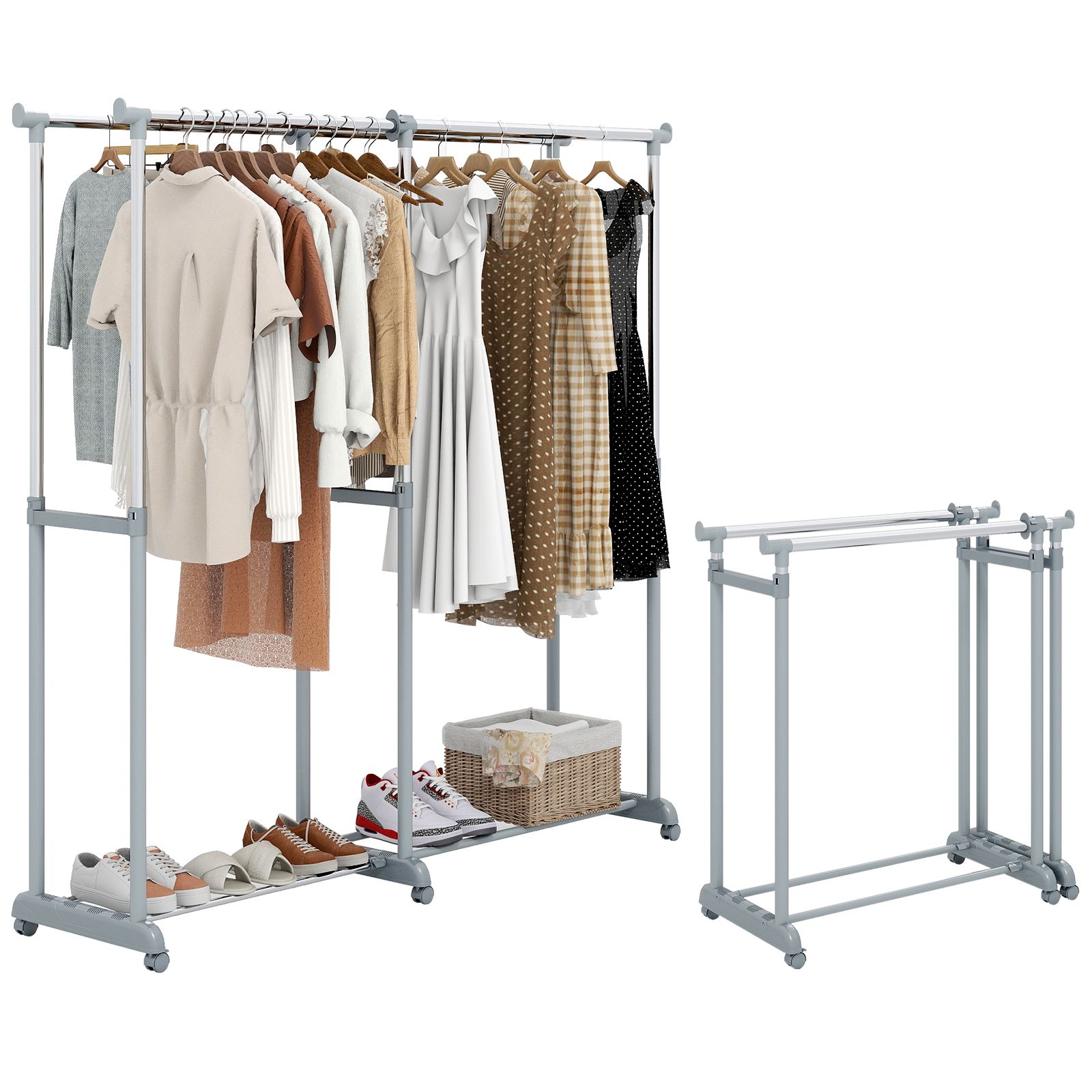 Porte-vêtements à double tringle, Porte-vêtements métallique robuste