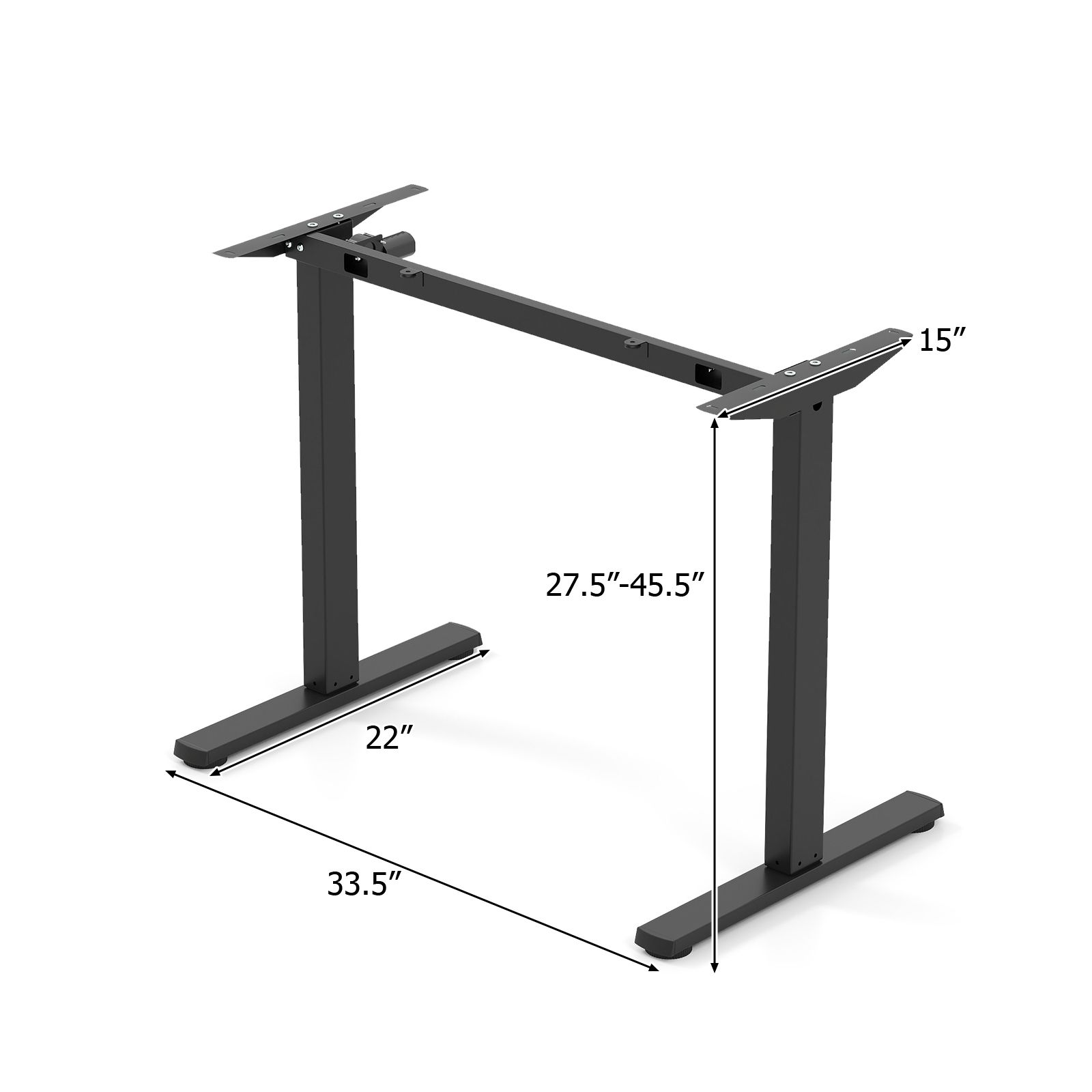 Piètement de bureau debout électrique, base de bureau d'ordinateur réglable en hauteur, écran LED - Noir
