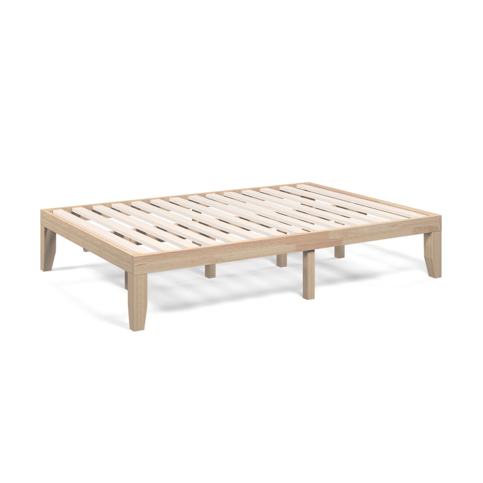 Cadre de lit double à plateforme en bois, sommier lattes