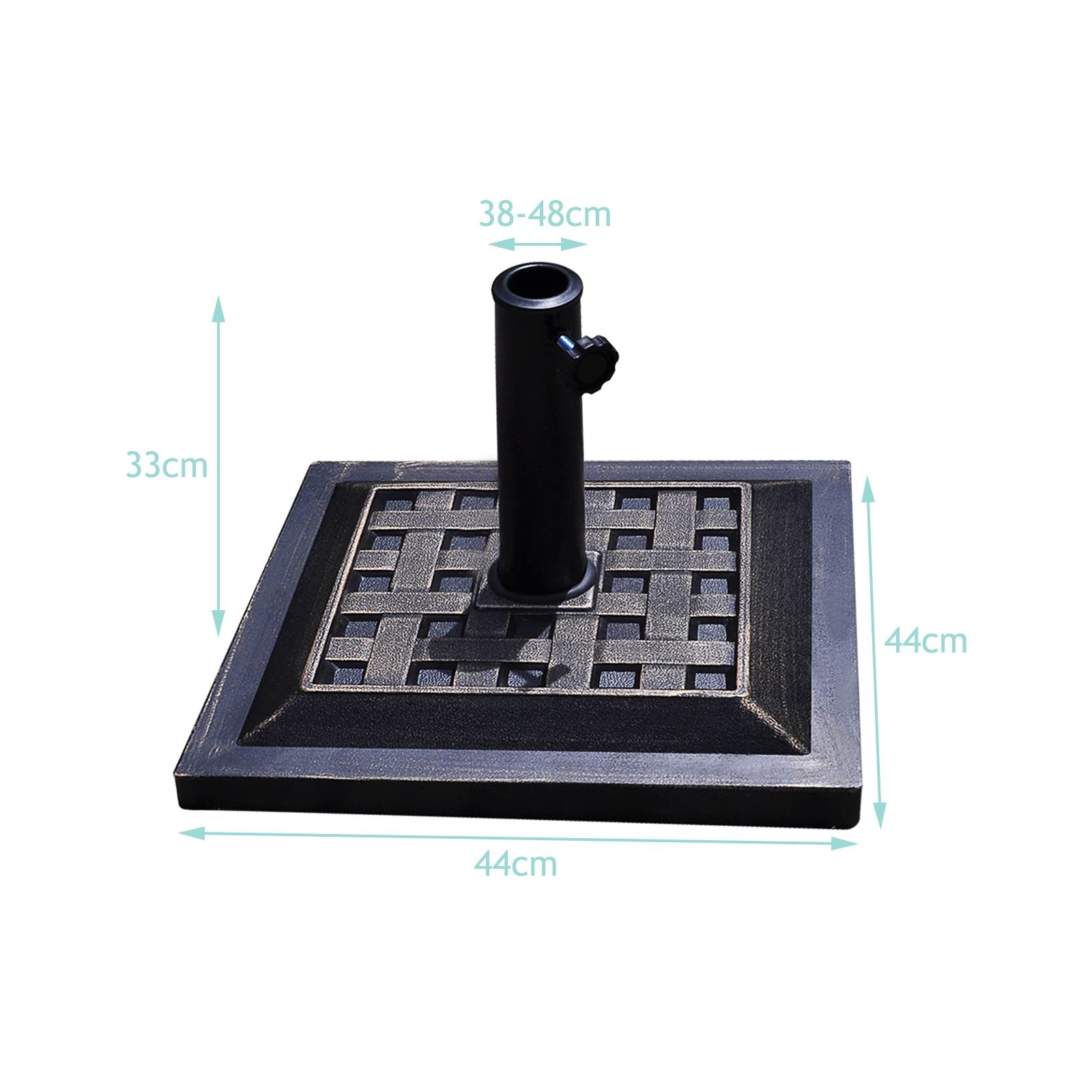 Socle carré robuste de 17,5 po pour parasol, 30 lb, pour l'extérieur