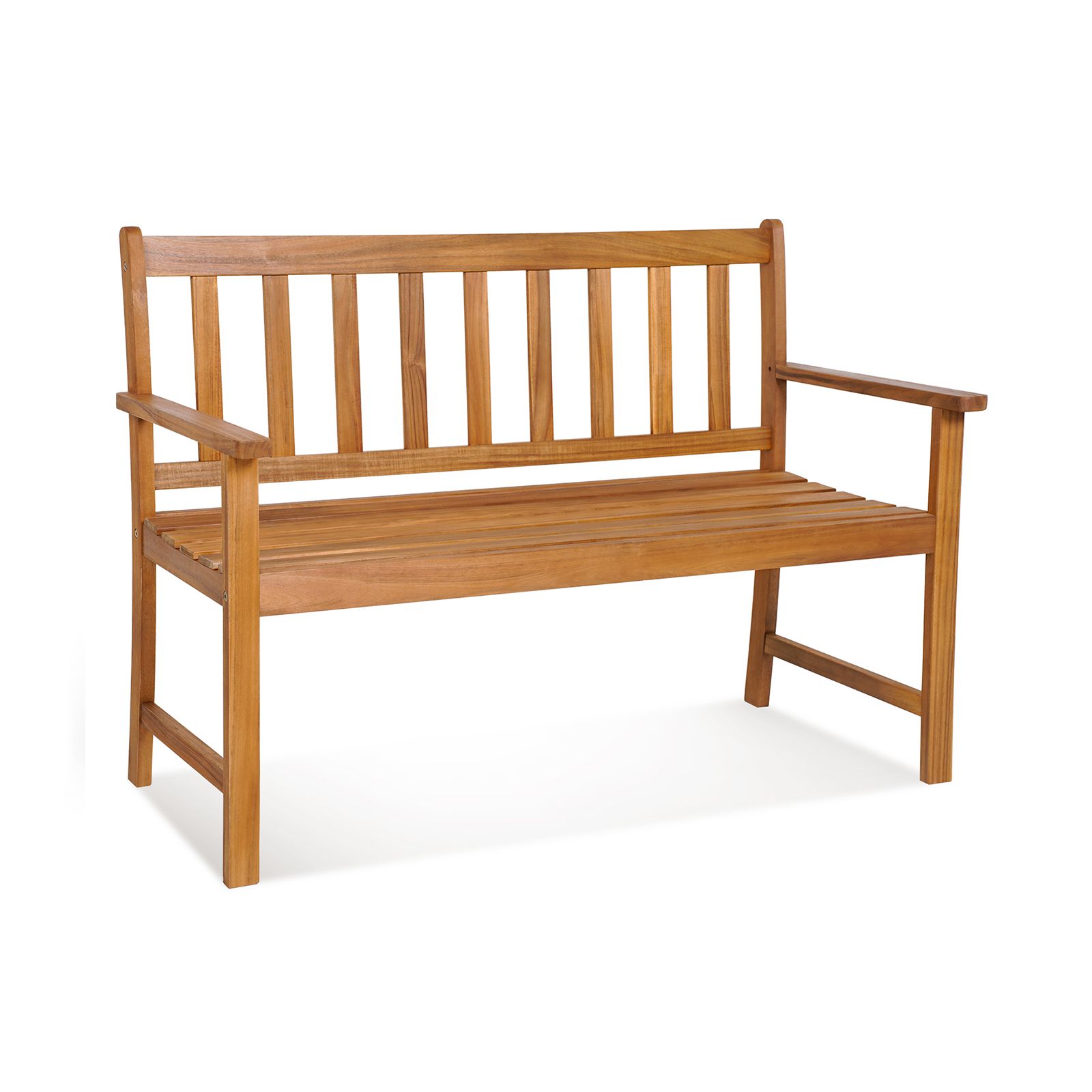 2-Person Outdoor Acacia Wood Bench, Backrest