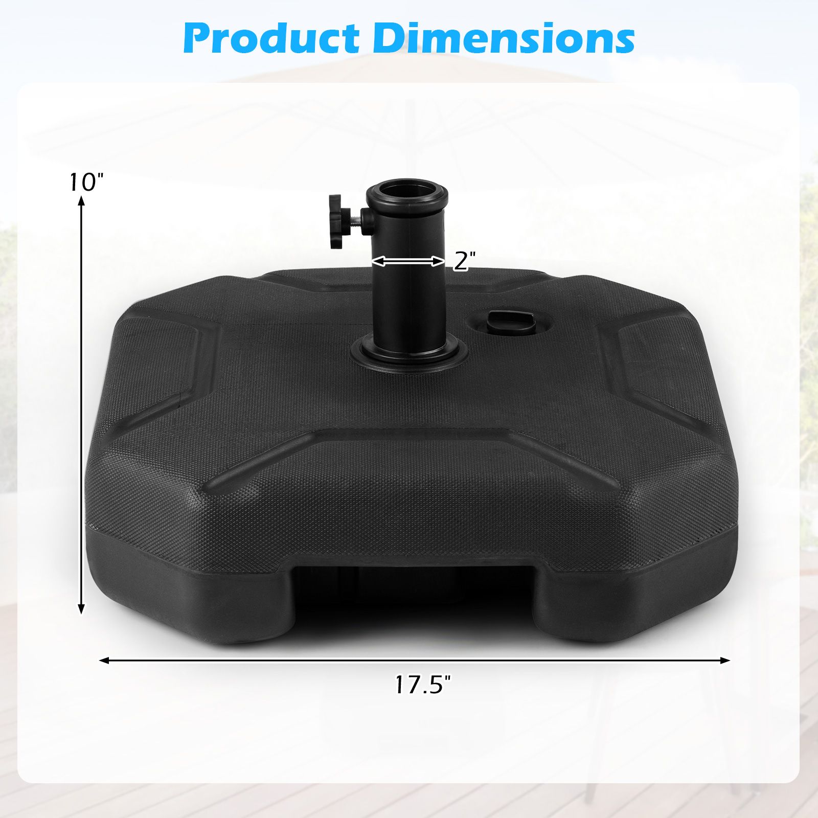 17" 88 lbs Heavy-Duty Fillable Umbrella Base, Handle