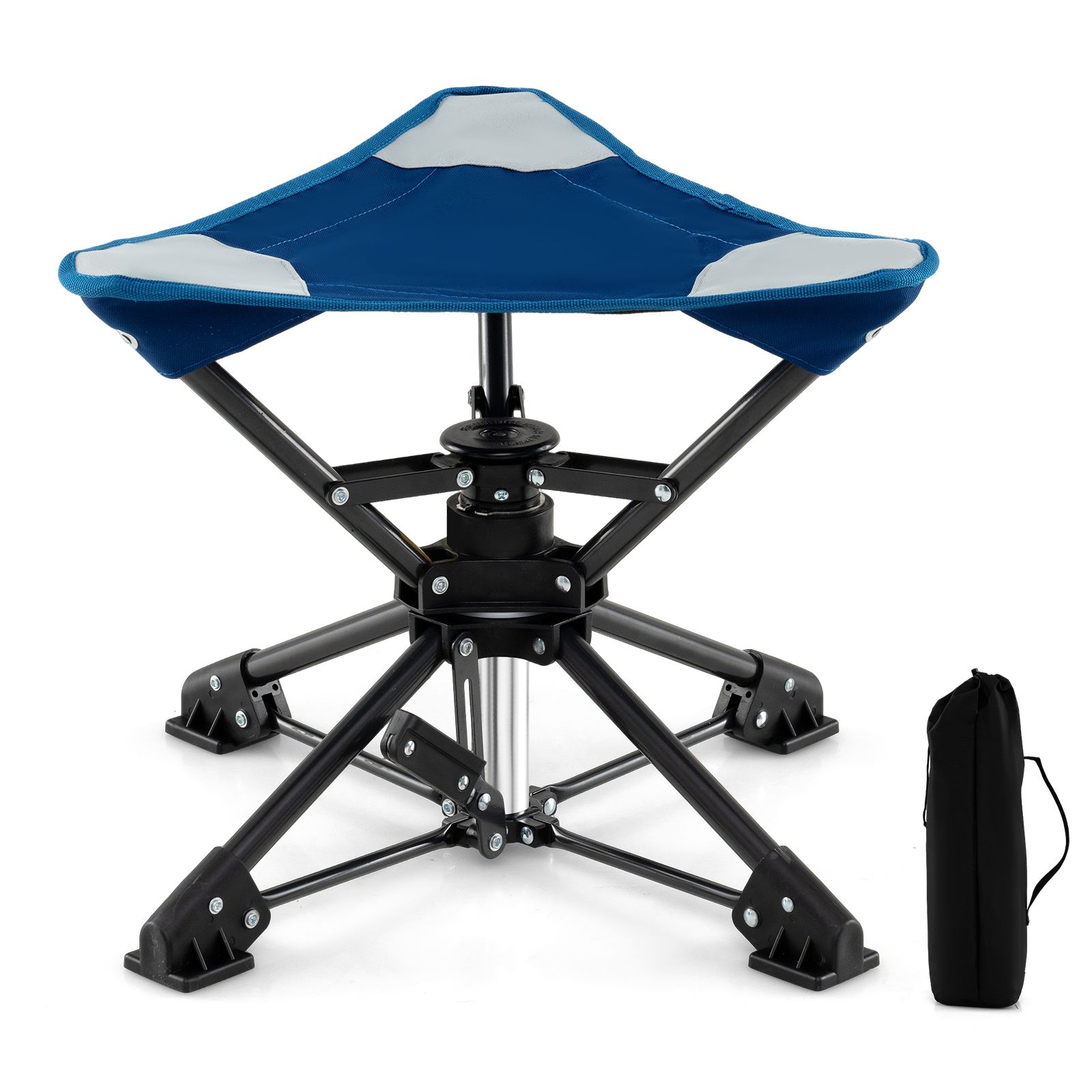 Tabouret de camping pliable, chaise chasse pivotante à 360°, pieds anti-enfoncement