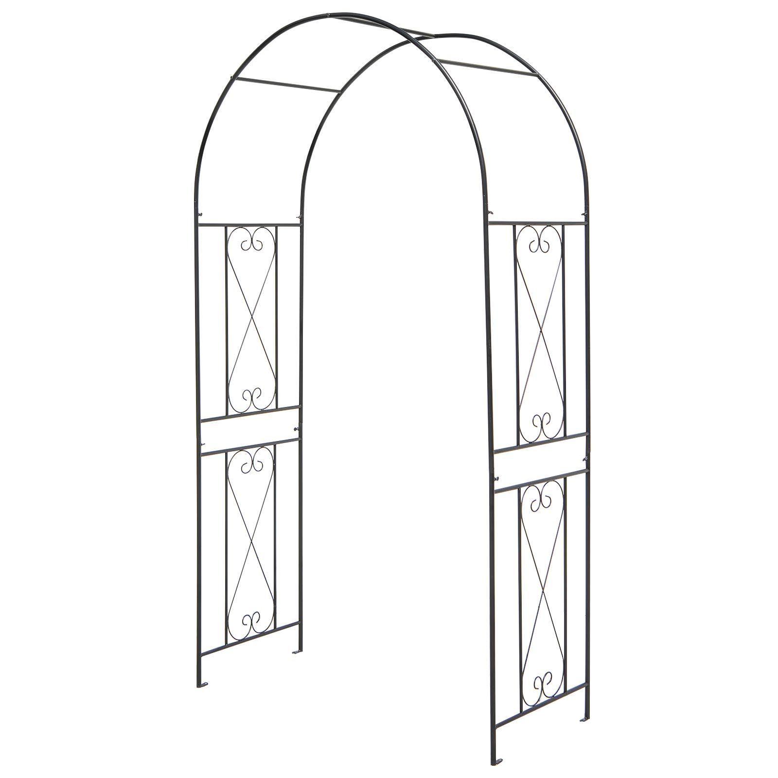 Garden Arch Arbor Trellis Patio Plant Stand Rack Archway - Black