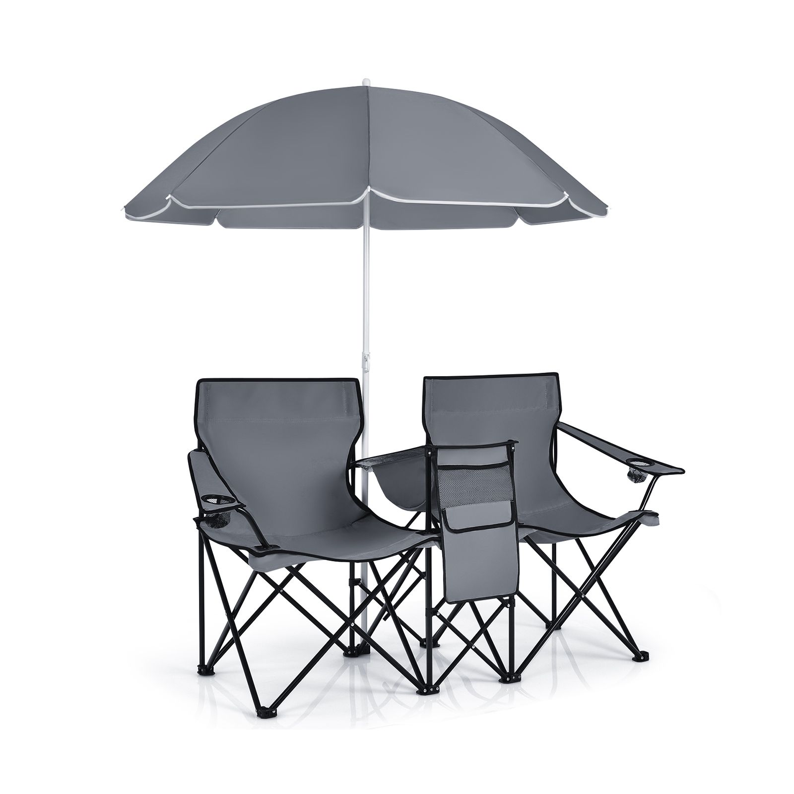 Chaise double de pique-nique pliable et portable, parasol