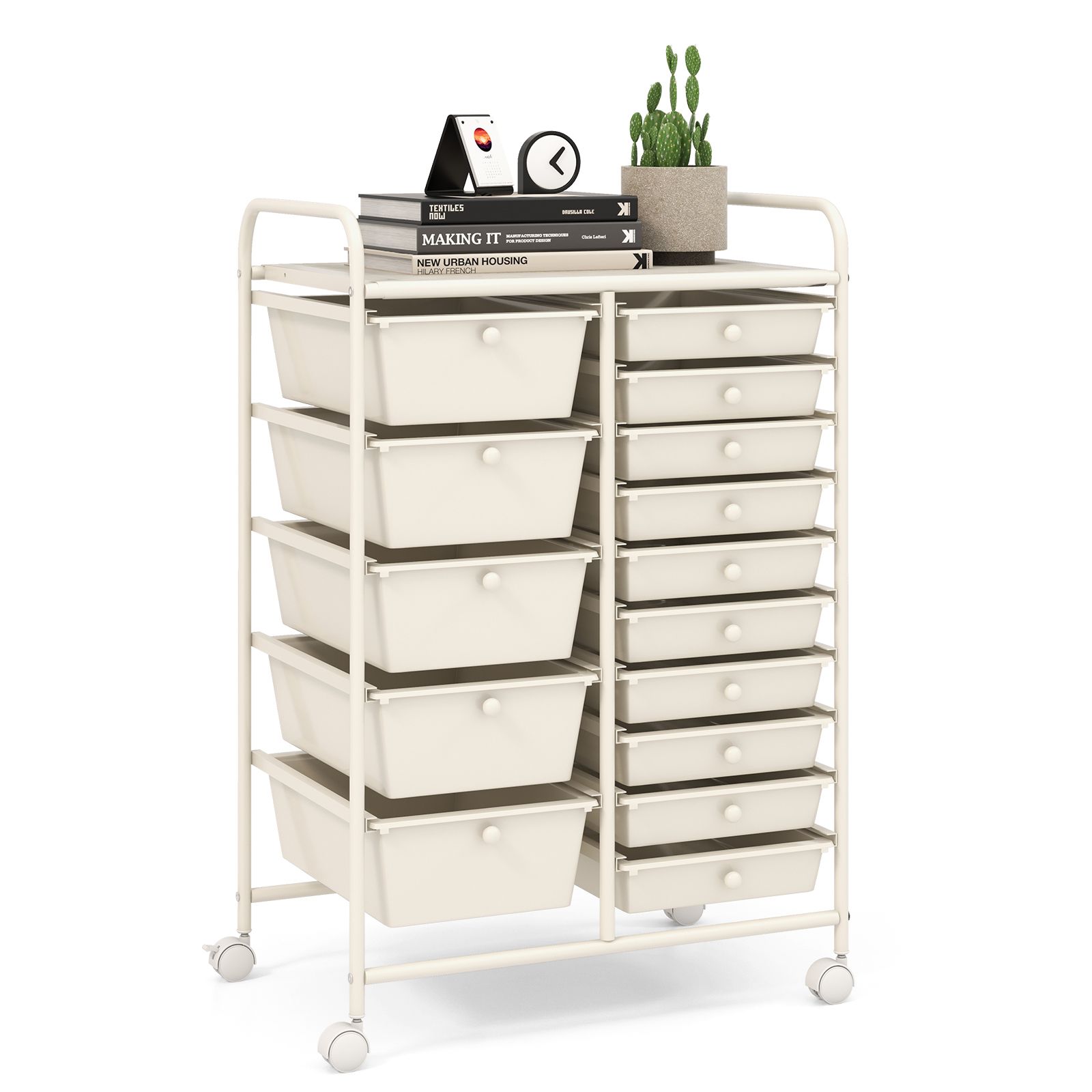 15-Drawer Utility Rolling Organizer Cart Multi-Use Storage