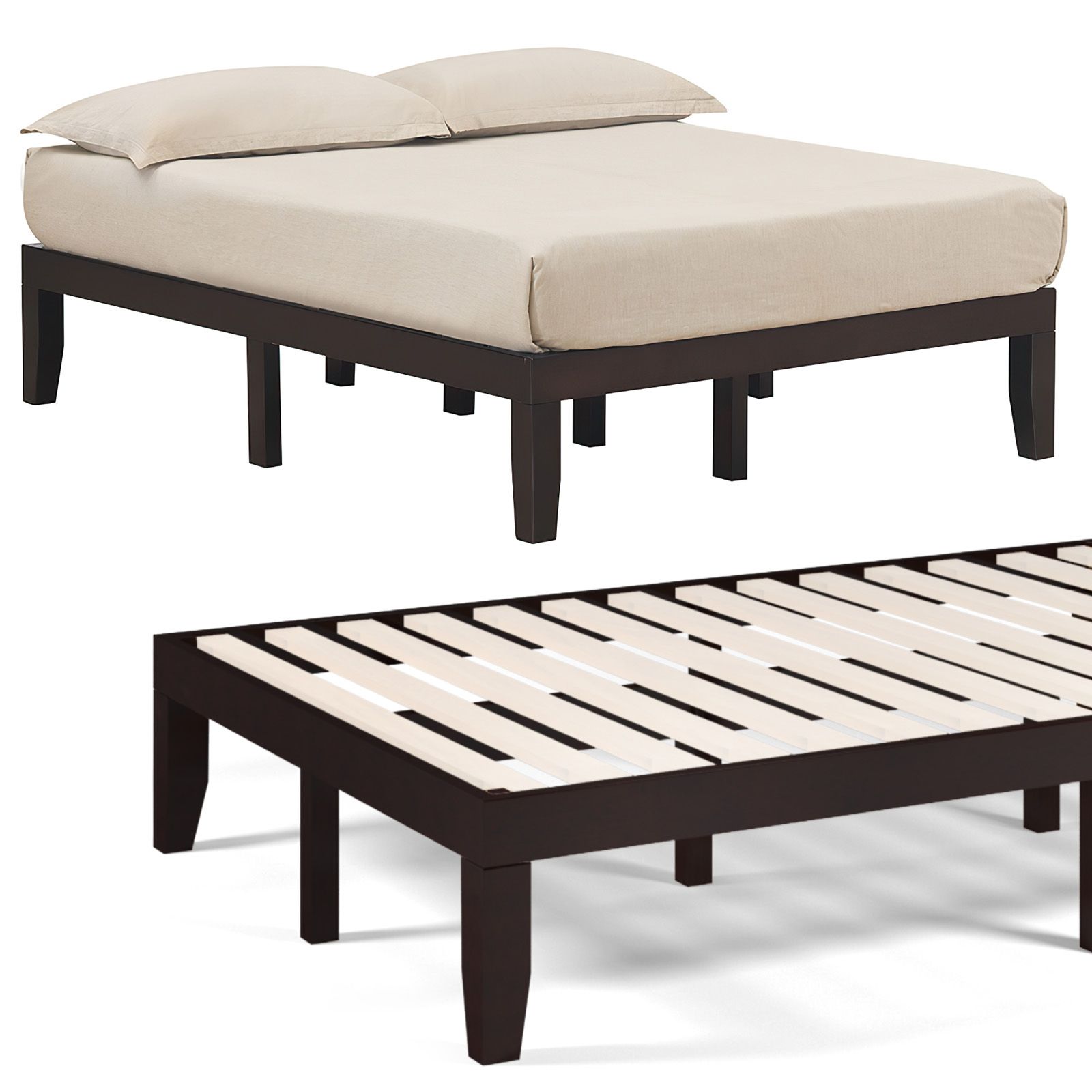 Full Wood Platform Bed Frame, Slat Support