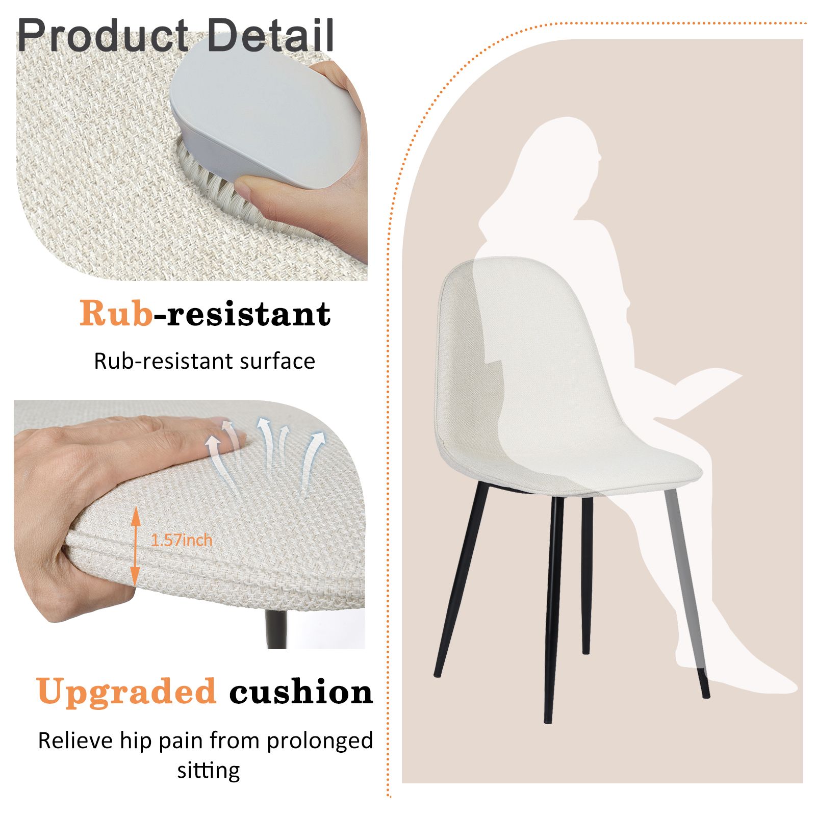 Ensemble salle à manger incluant une table blanche en marbre et des chaises beiges, 5 pièces