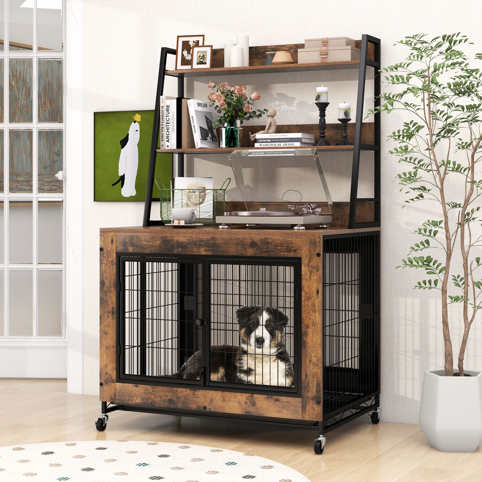 Industrial Dog Kennel Crate Furniture, Storage Shelves
