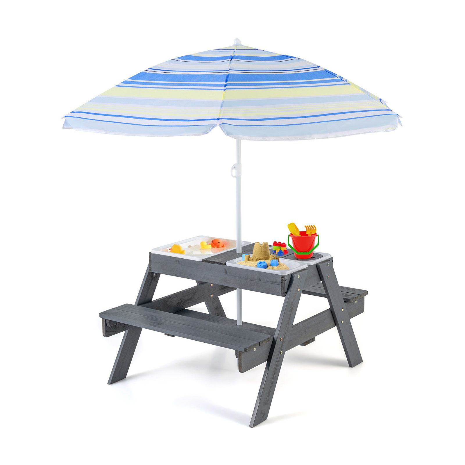 Ensemble de table de pique-nique pour enfants, 3 bacs amovibles - Gris