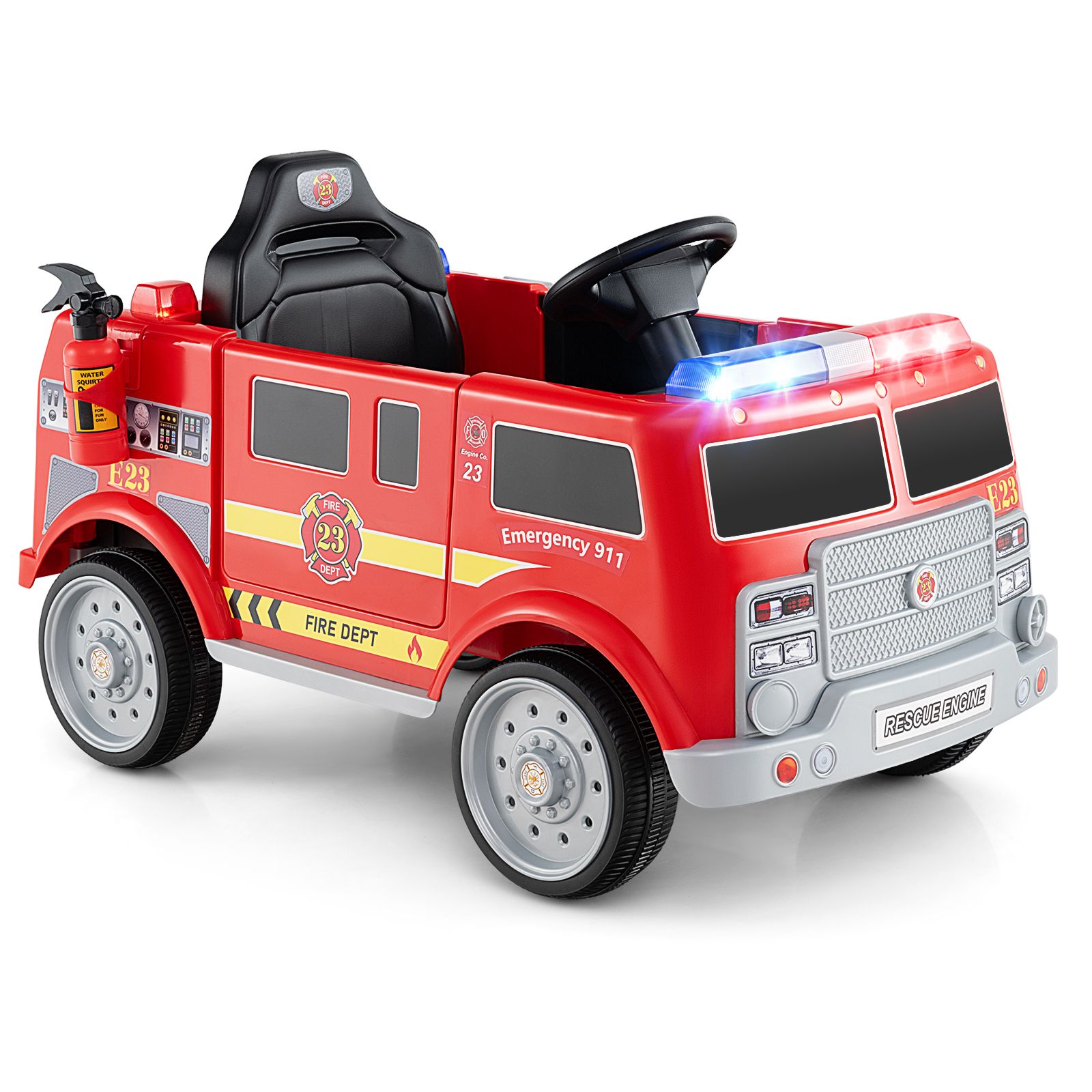 Camion de pompiers pour enfants, télécommande et extincteur - Rouge