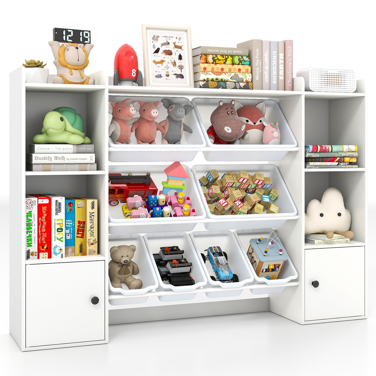 Kids Toy Storage and Bookshelf, Boxes Open Shelves