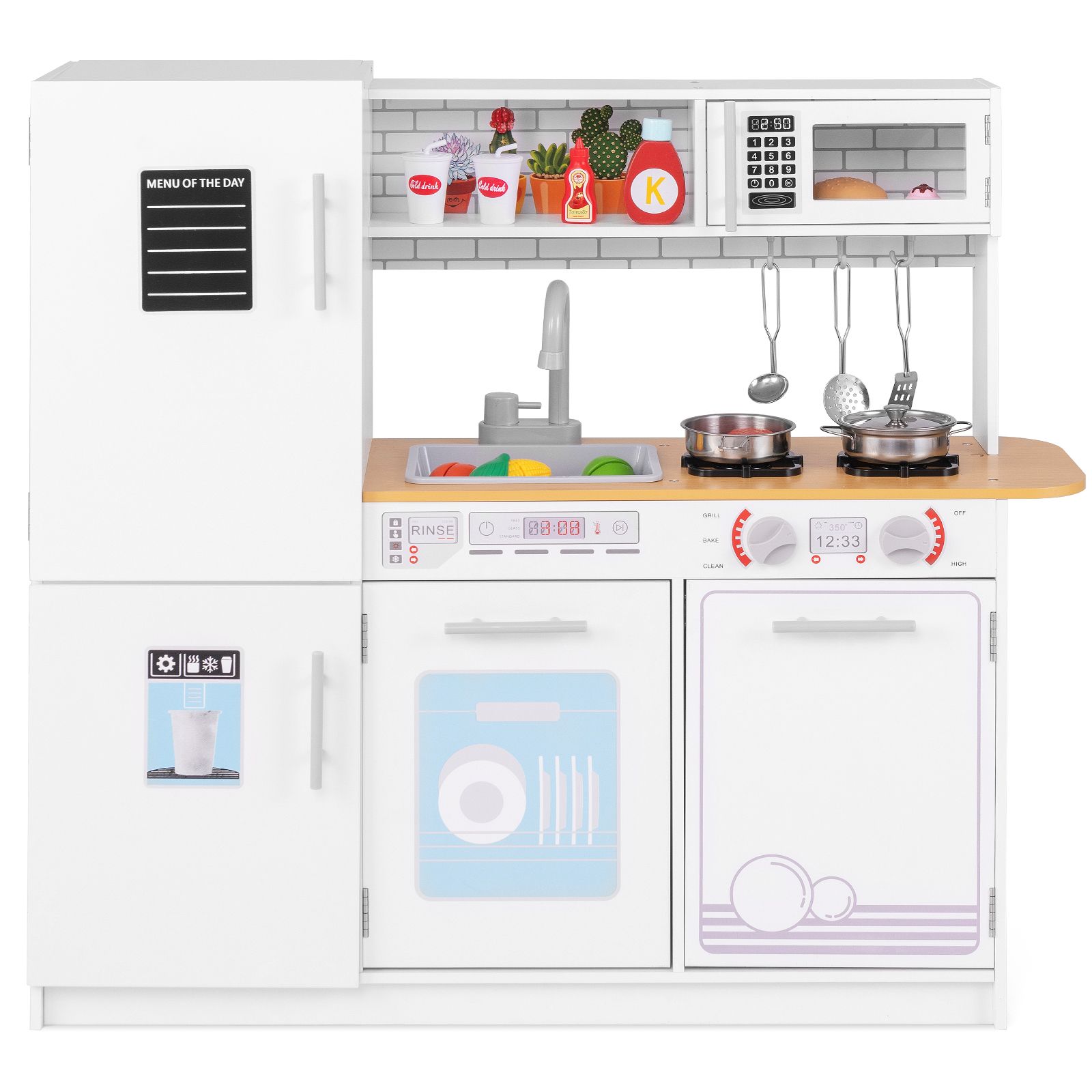 Cuisine de jeu pour tout-petits, cuisinière pour garçons et filles de 3 ans et plus - Blanc
